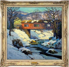 "Ponte coperto, Kingston, NY, 1927" di Walter Koeniger, Paesaggio invernale innevato