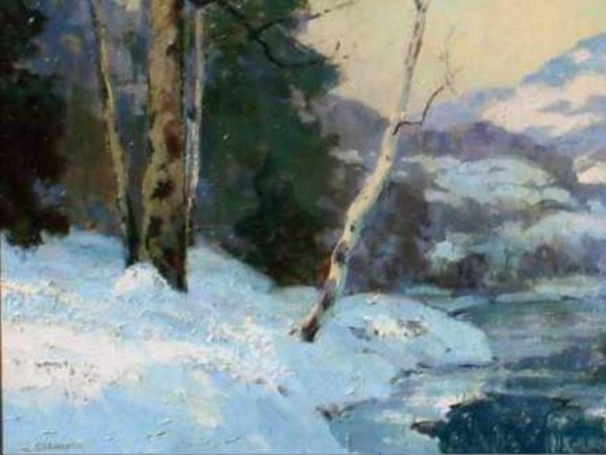Gemälde von Walter Koeniger, Schneeszene im Angebot 3