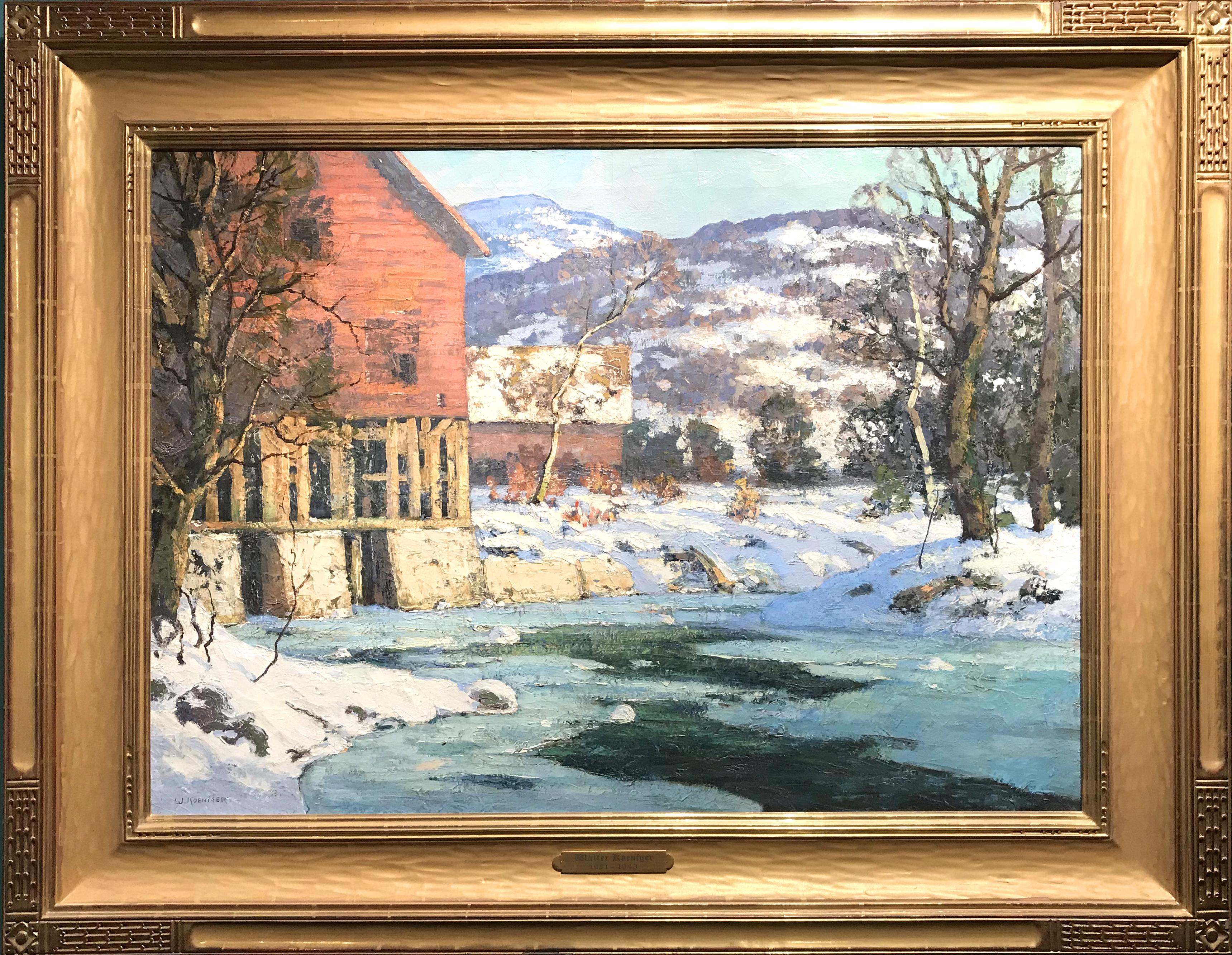 Landscape Painting Walter Koeniger - Moulin d'hiver