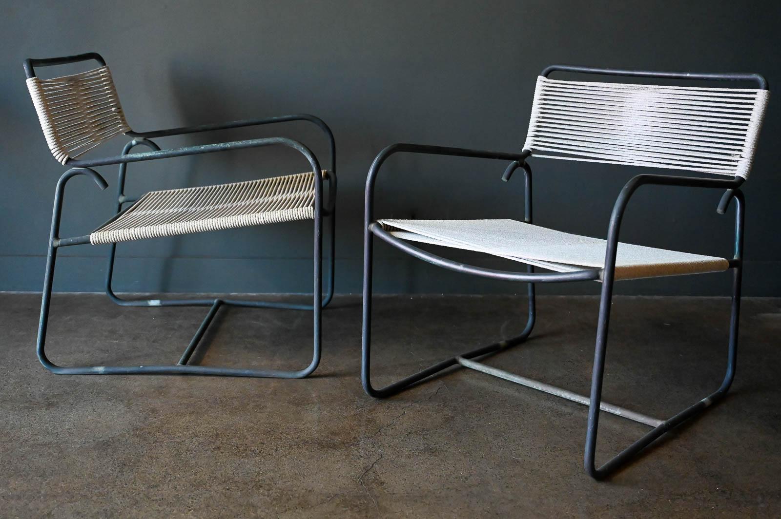 Mid-Century Modern Walter Lamb Bronze Lounge Chairs, Model C-5700, Ca. 1960