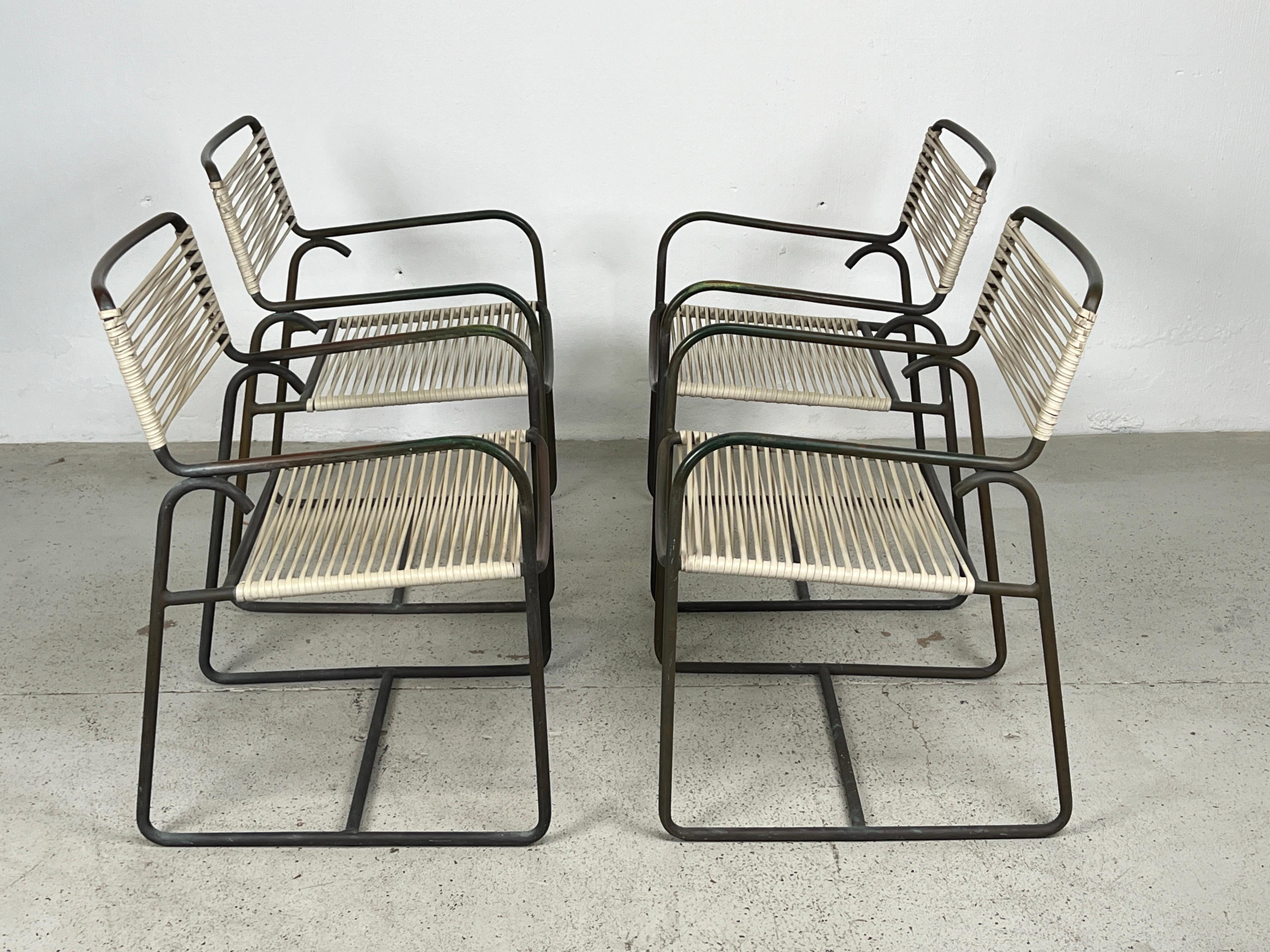 Walter Lamb Bronze Pair of Tables and Four Chairs  For Sale 13