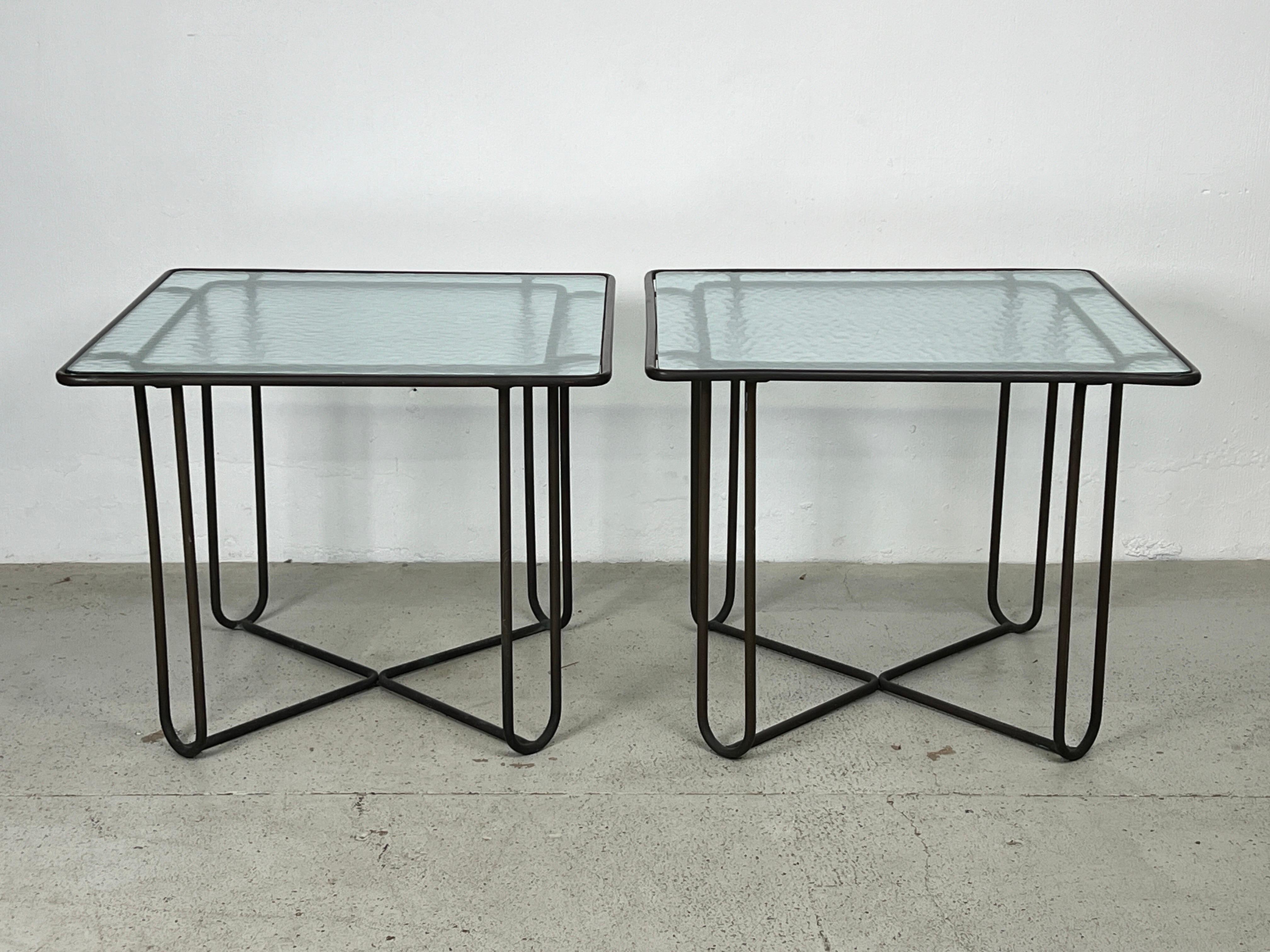 Walter Lamb Bronze Pair of Tables and Four Chairs  For Sale 1