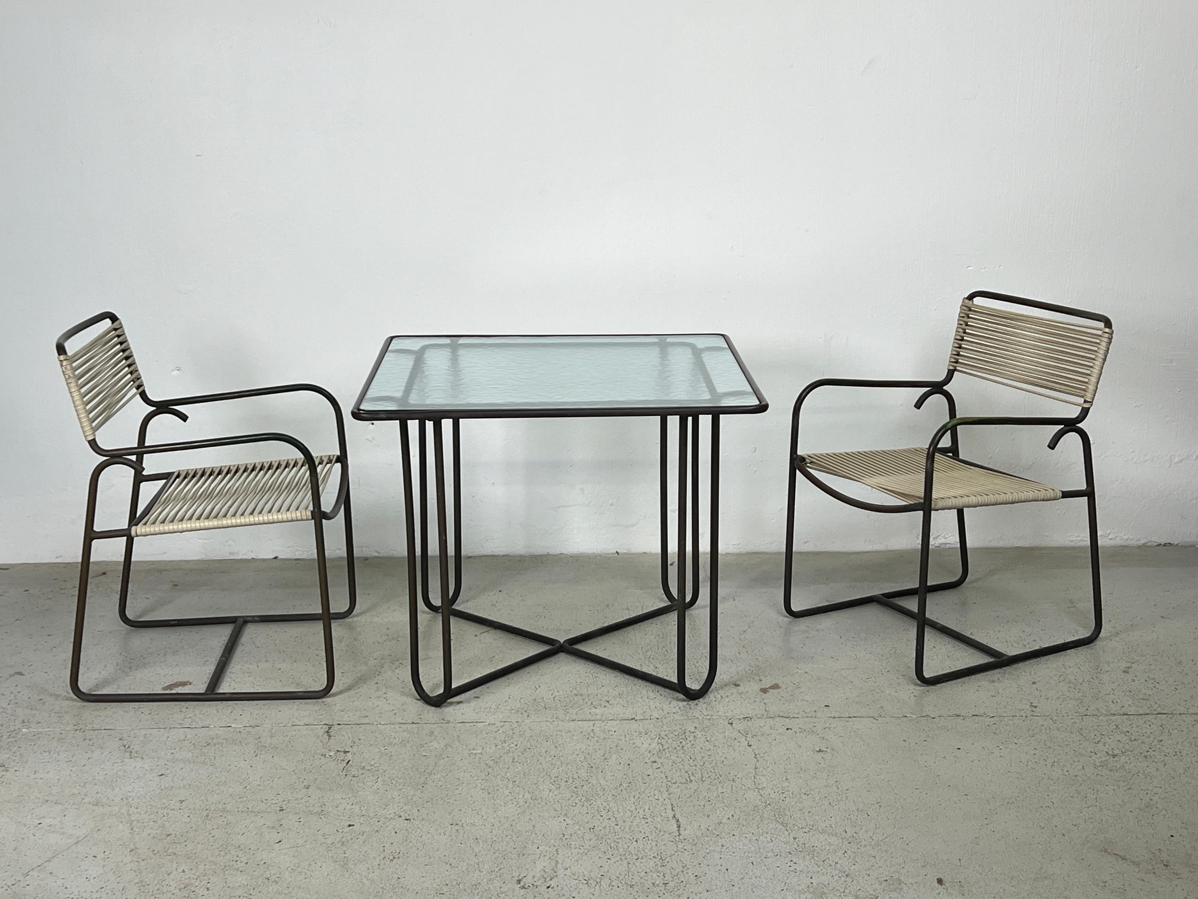 Walter Lamb Bronze Pair of Tables and Four Chairs  For Sale 2