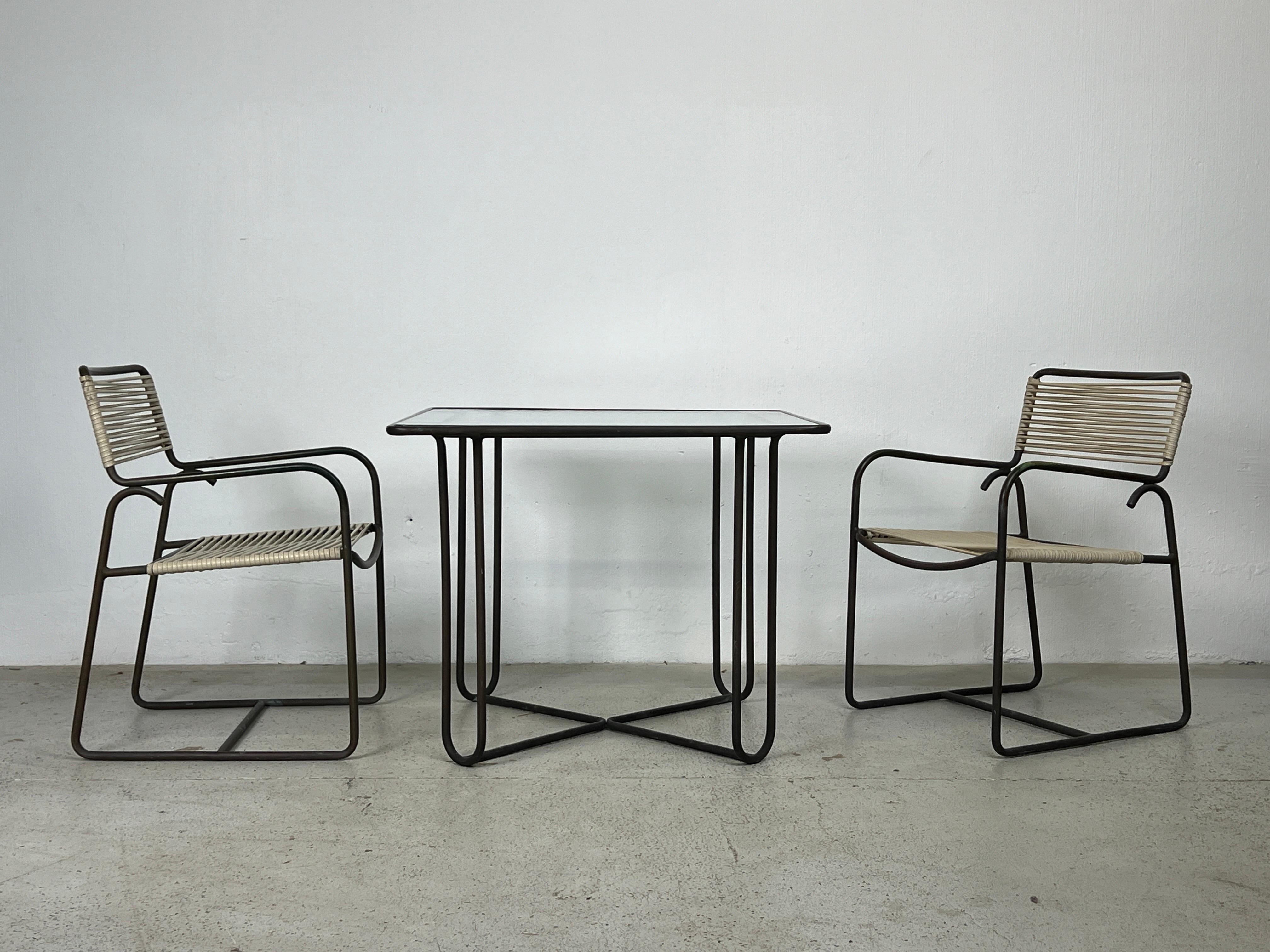 Walter Lamb Bronze Pair of Tables and Four Chairs  For Sale 3