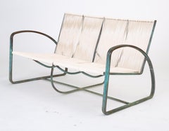 Walter Lamb Bronze Patio Settee by Brown Jordan
