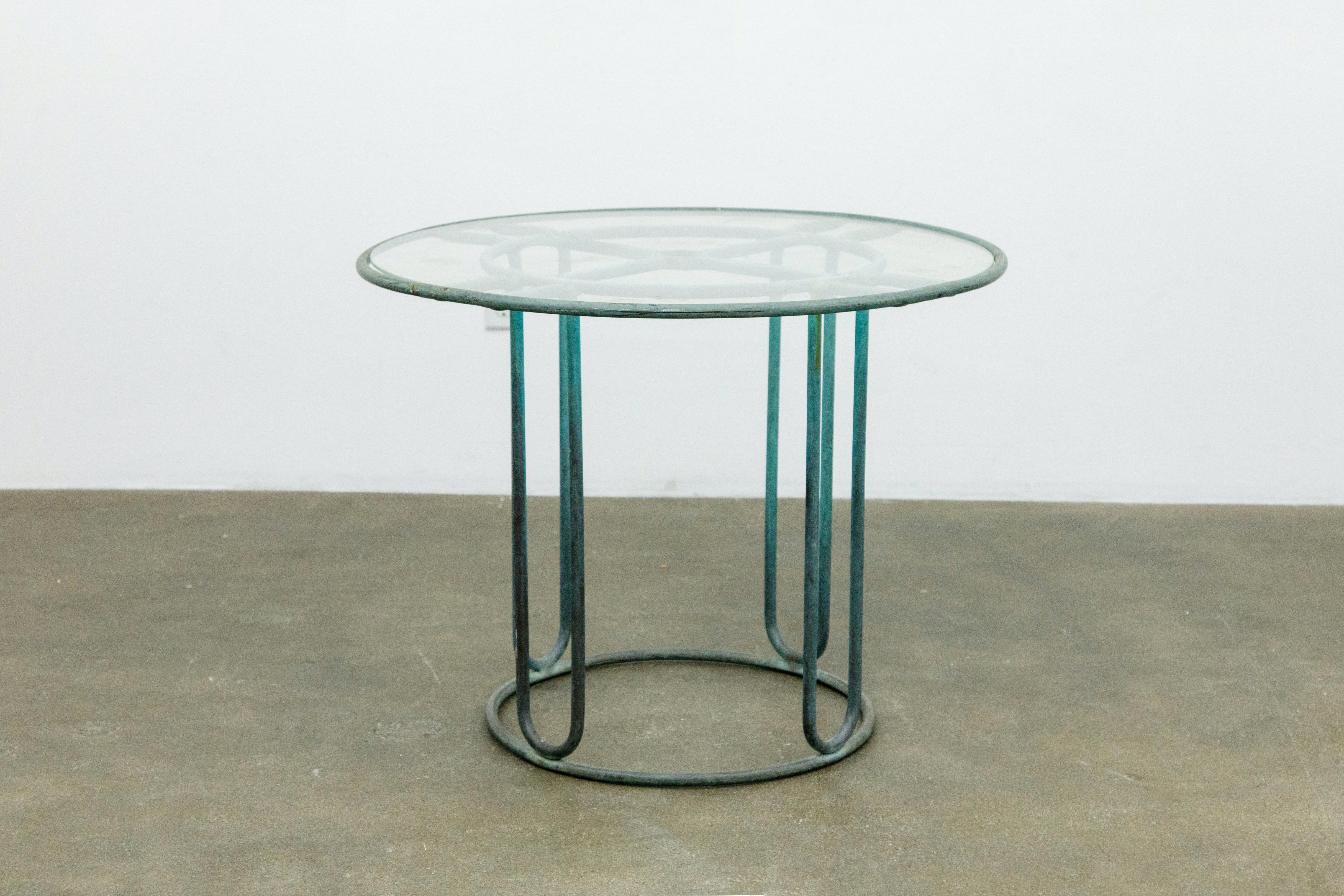 American Walter Lamb for Brown Jordan Bronze Center, Cafe or Round Dining Table, 1960s