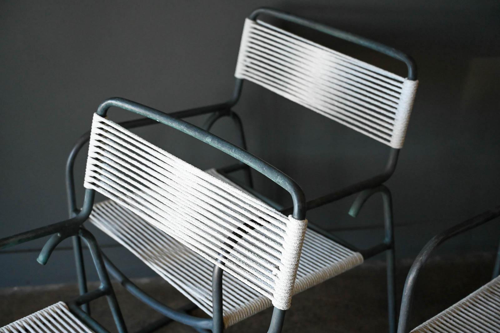 Walter Lamb for Brown Jordan Bronze Dining Set with 4 Armchairs, circa 1955 4