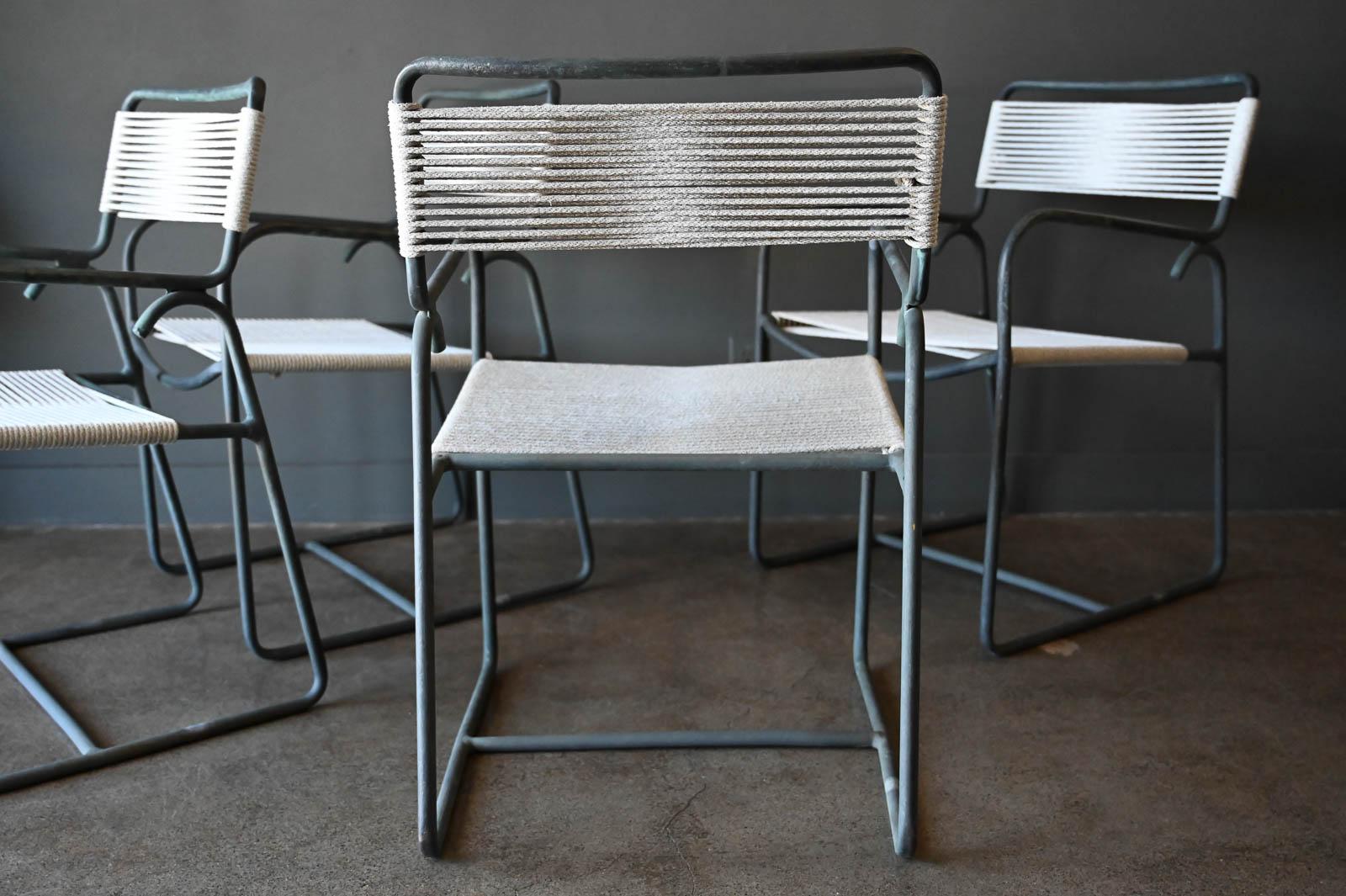 Walter Lamb for Brown Jordan Bronze Dining Set with 4 Armchairs, circa 1955 7