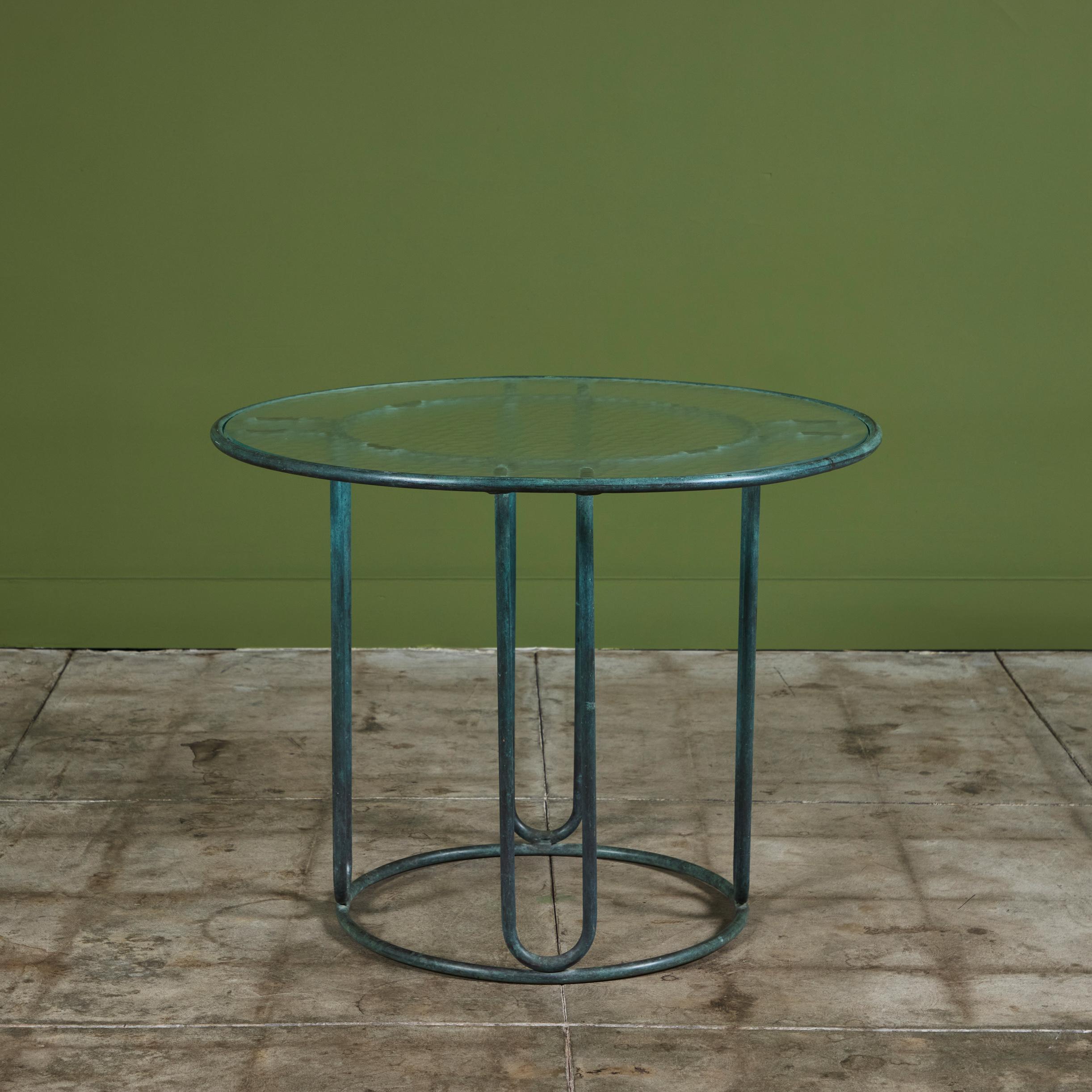 20ième siècle Table à manger de patio en bronze Walter Lamb pour Brown Jordan en vente