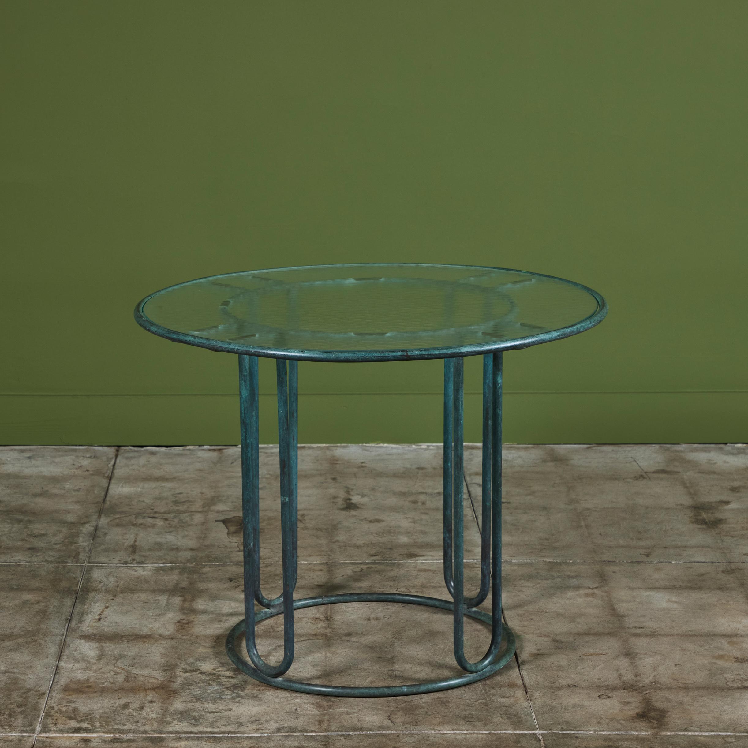 Verre Table à manger de patio en bronze Walter Lamb pour Brown Jordan en vente