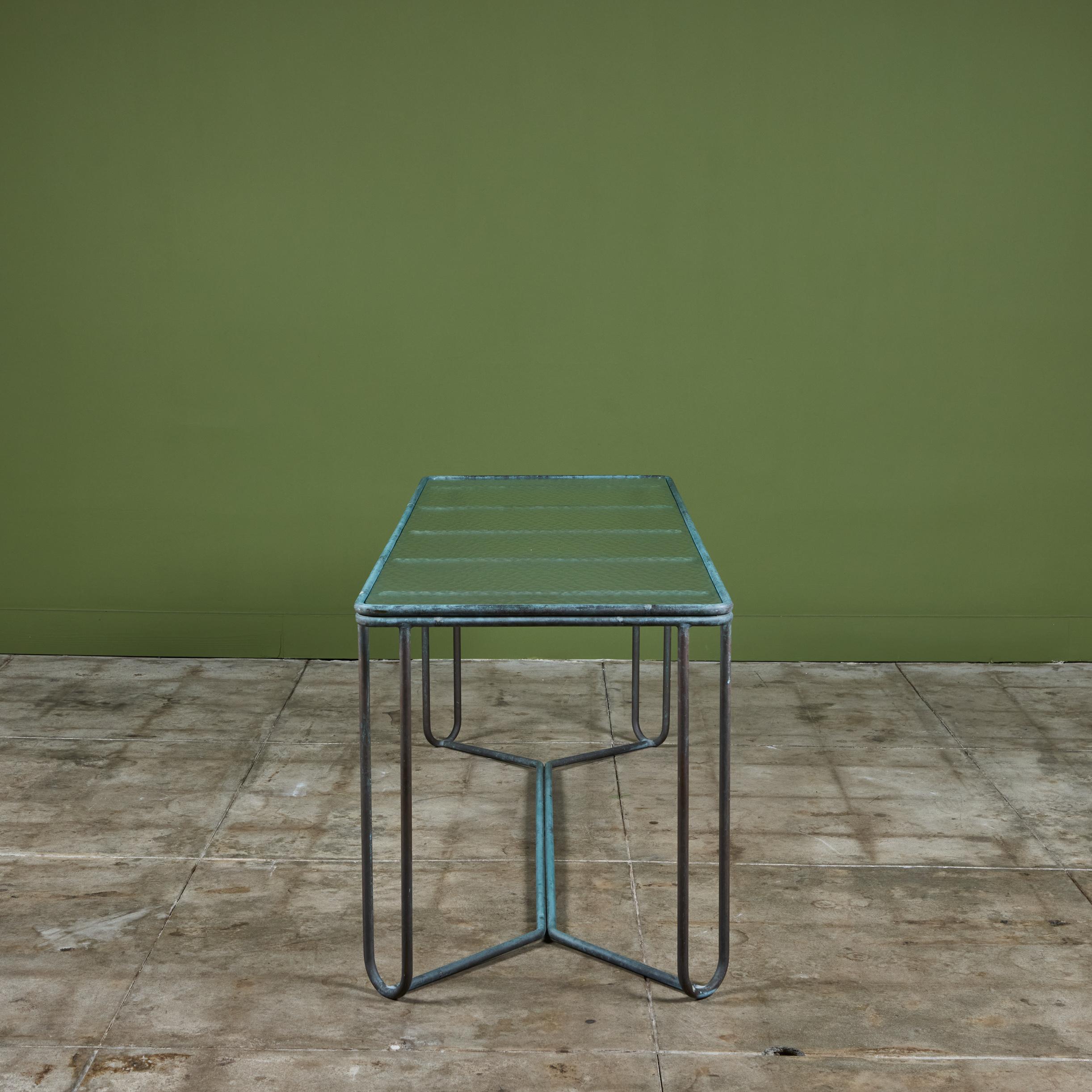 20th Century Walter Lamb for Brown Jordan Bronze Patio Console Table