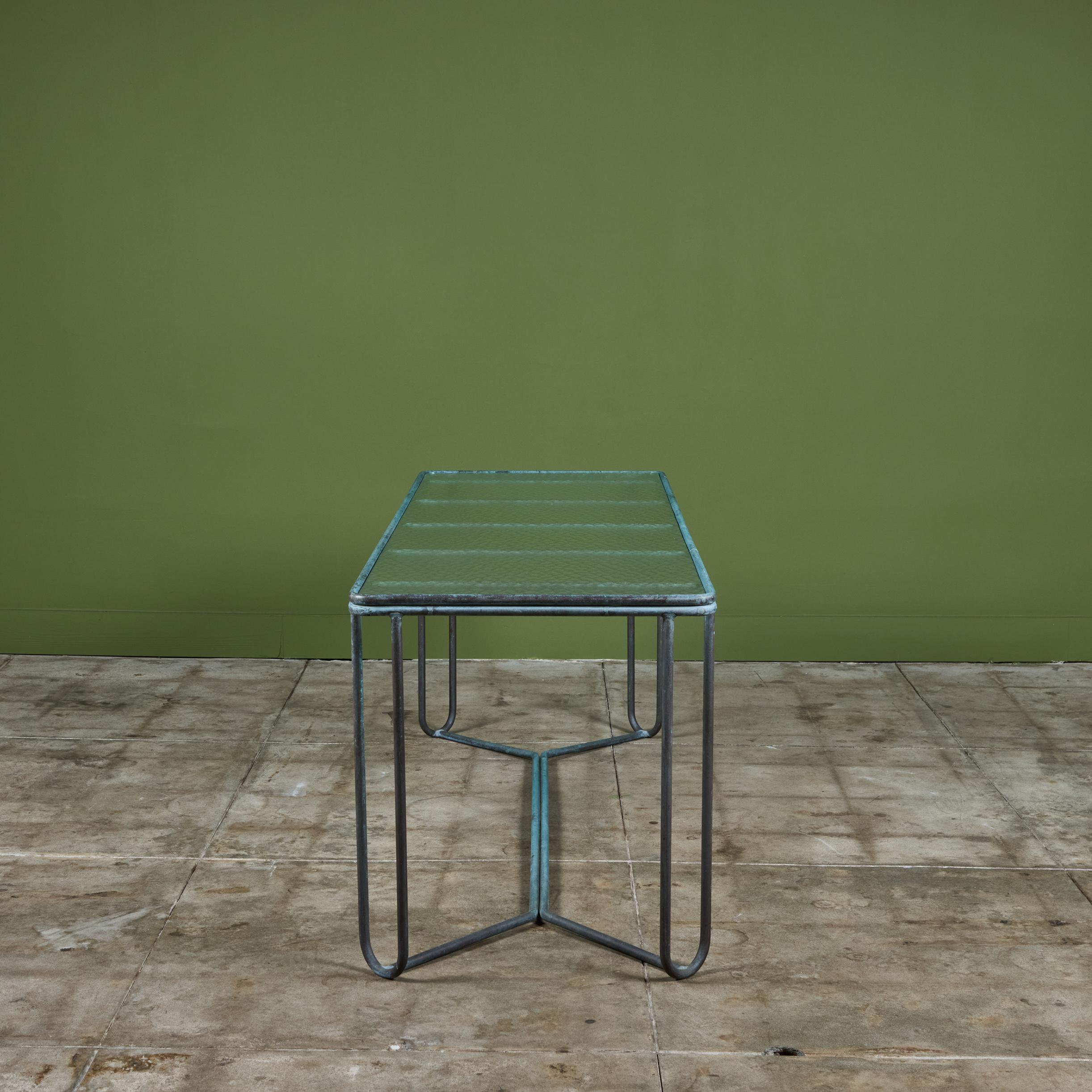 American Walter Lamb for Brown Jordan Bronze Patio Console Table