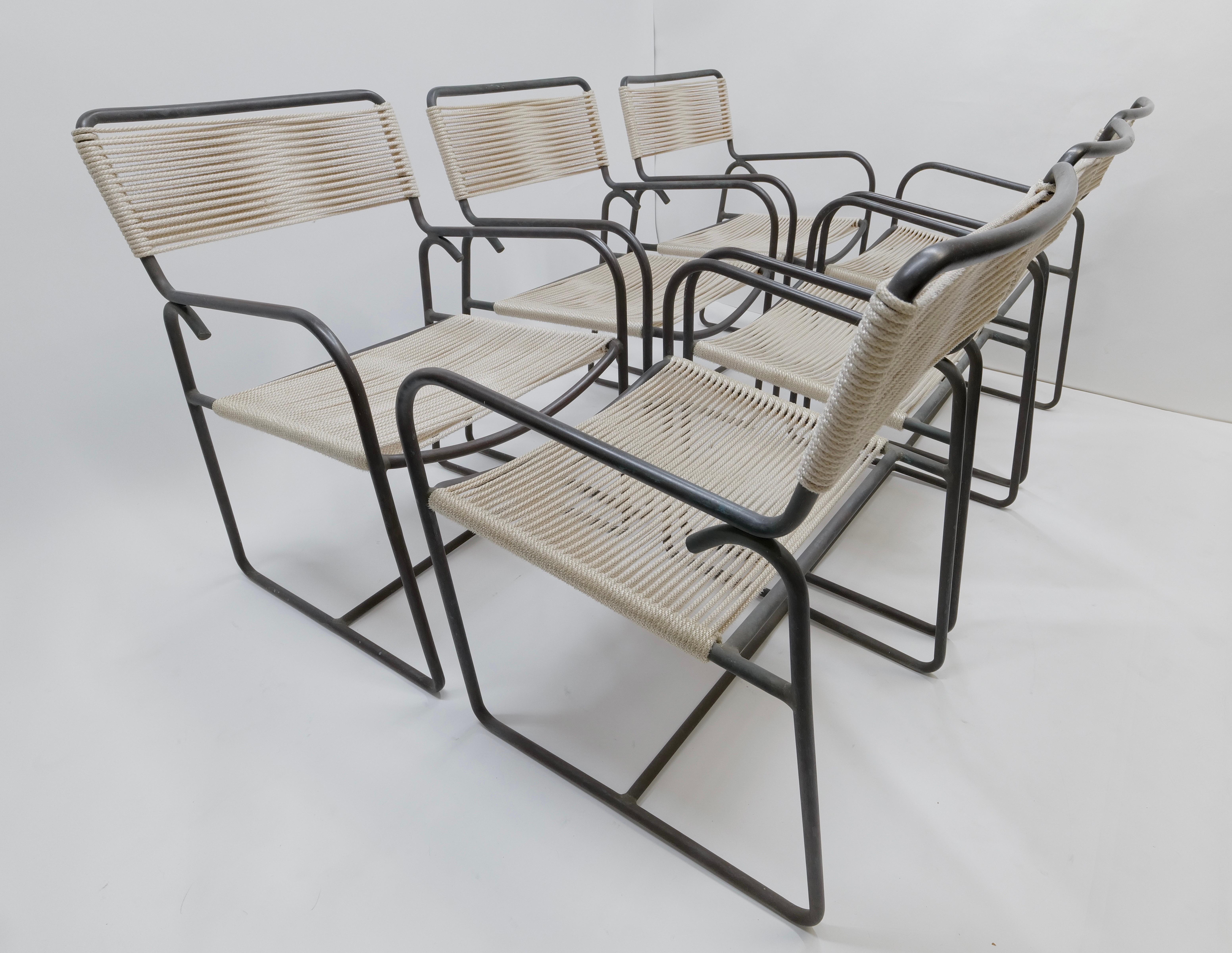 Walter Lamb per Brown Jordan - Poltrona da pranzo in bronzo per il patio 10