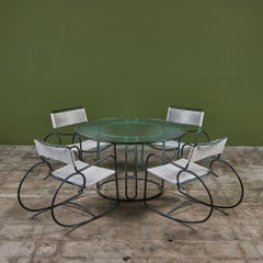 Walter Lamb for Brown Jordan Bronze Patio Dining Set with Four Rocking Chairs