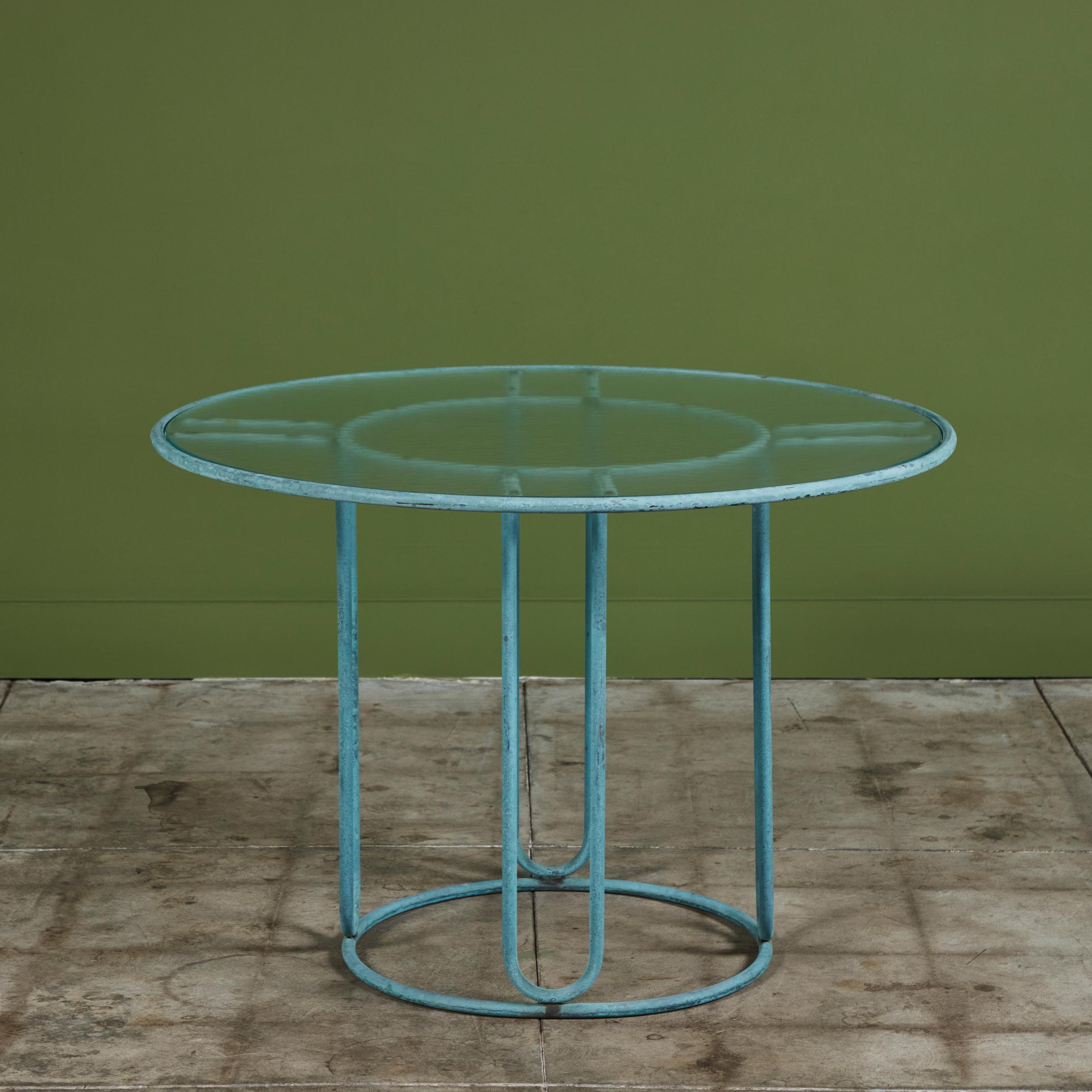 20ième siècle Table de salle à manger de patio Jordan en bronze Walter Lamb pour Brown en vente
