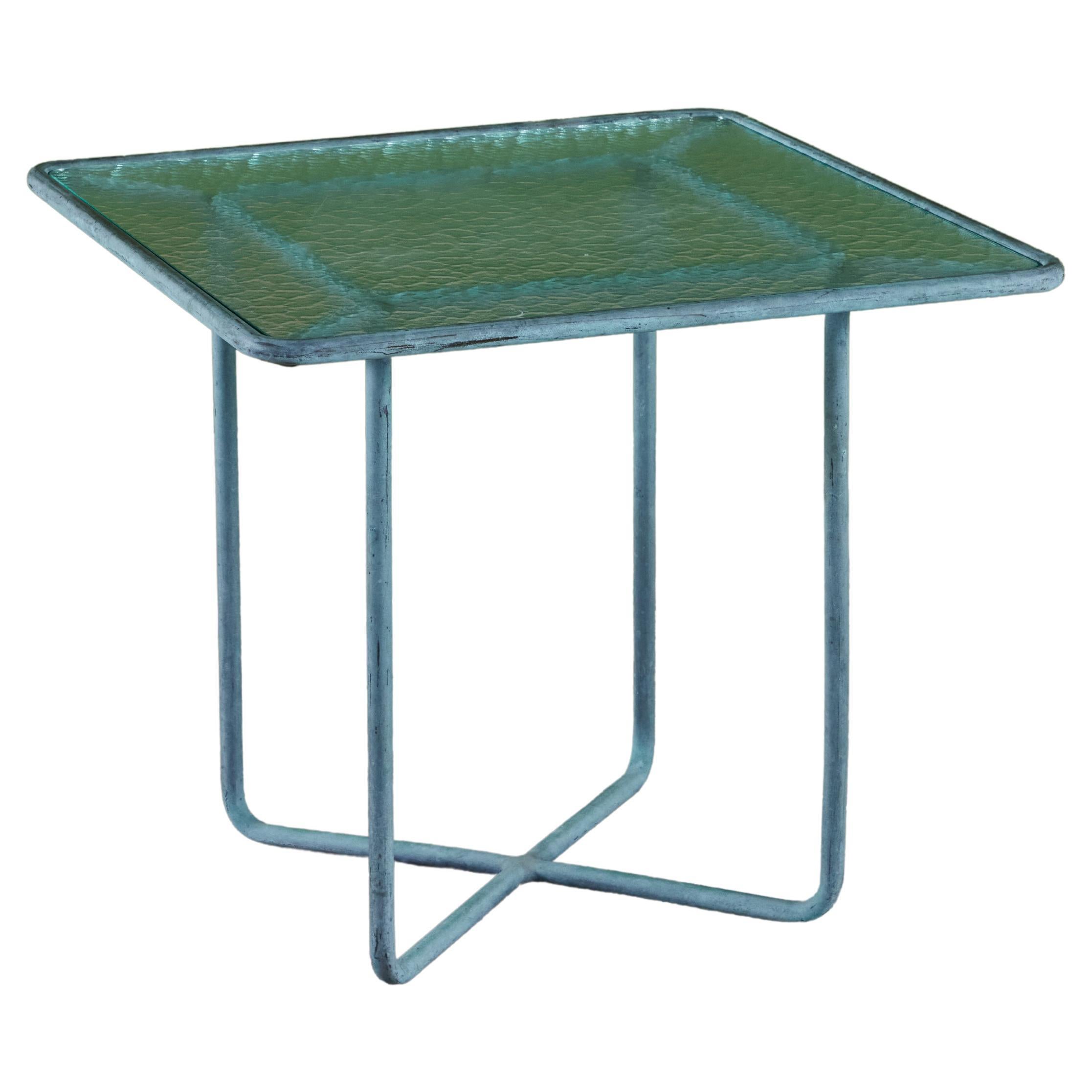 Walter Lamb pour Brown Jordan table d'appoint carrée pour patio en bronze