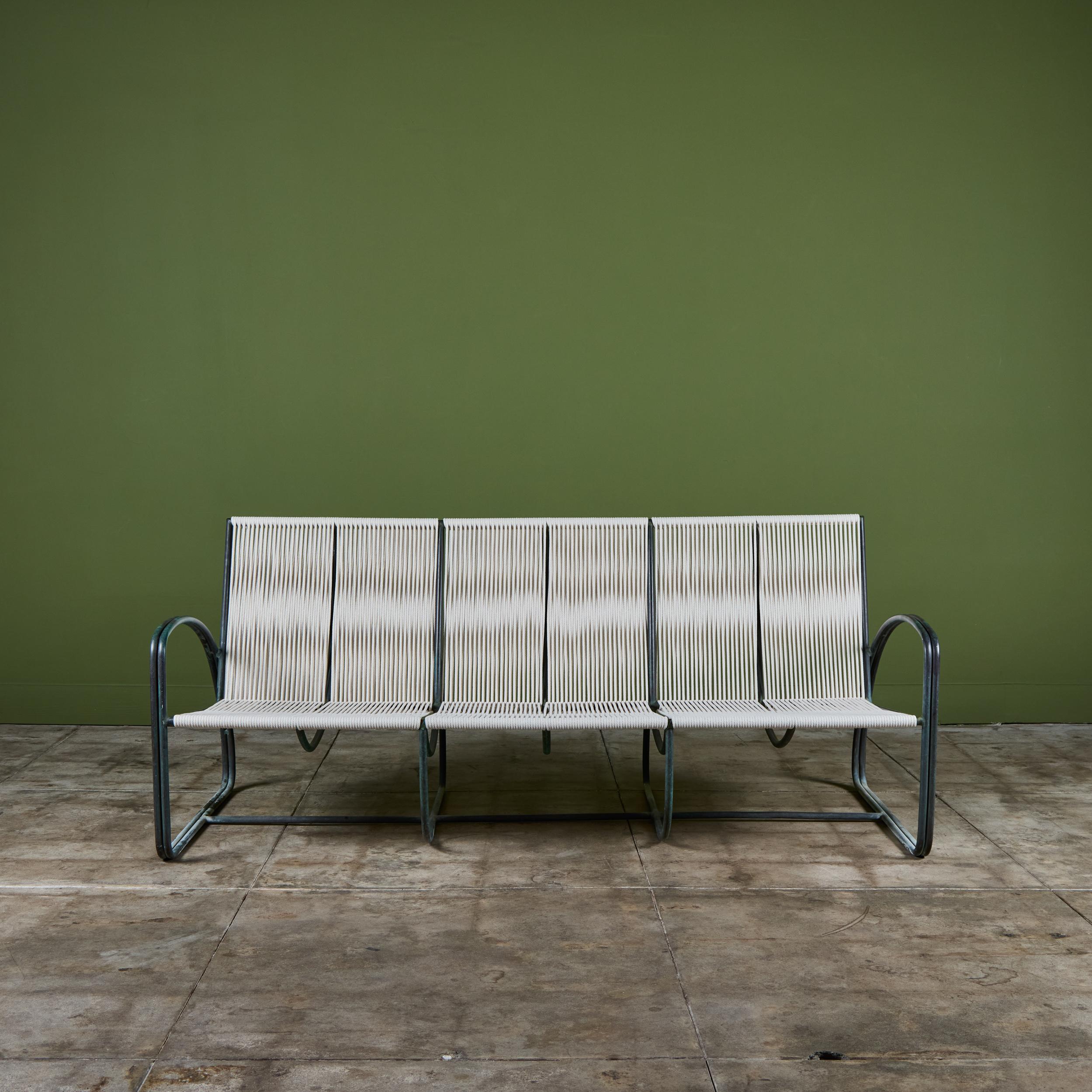 American Walter Lamb for Brown Jordan Bronze Patio Three Seater Sofa For Sale