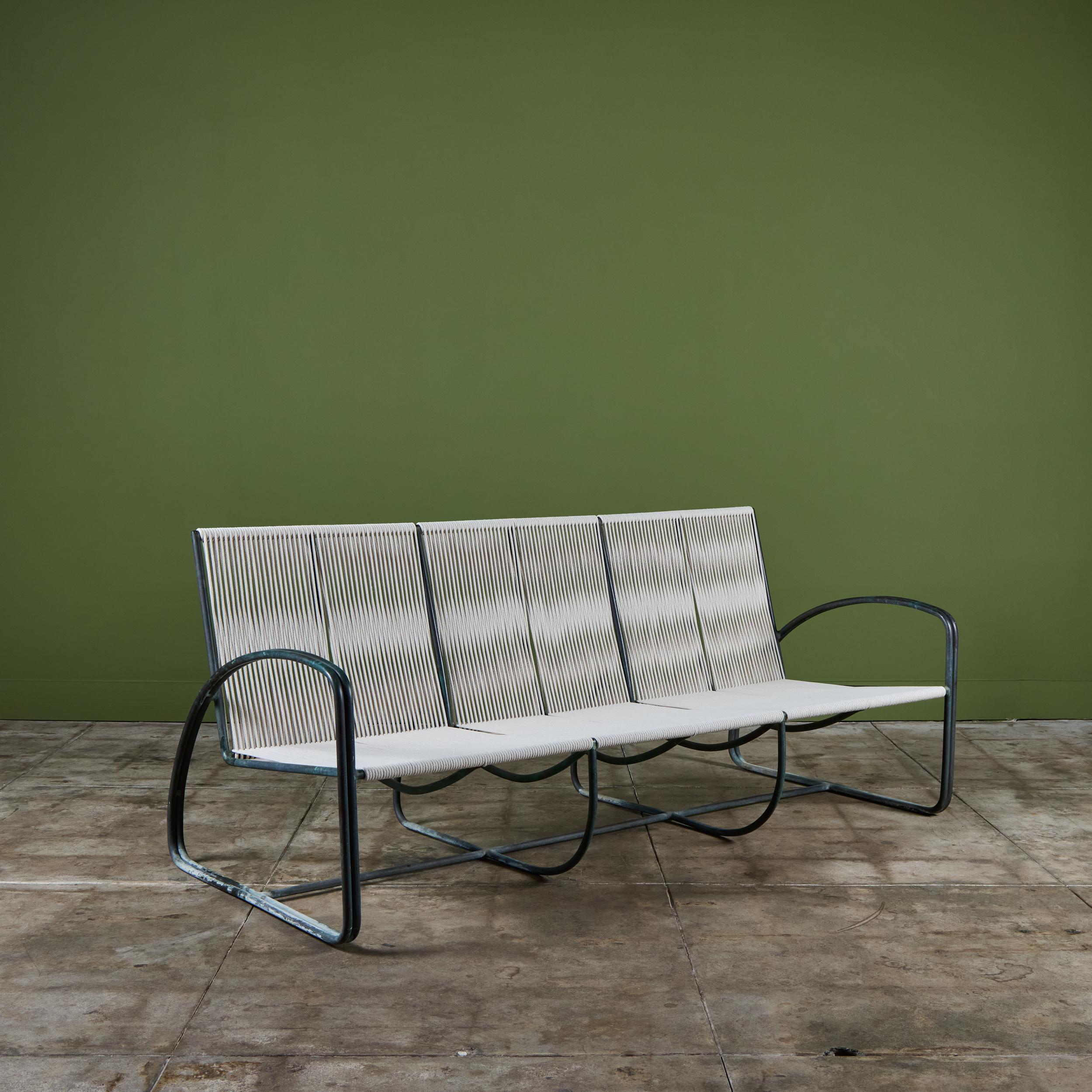 Walter Lamb for Brown Jordan Bronze Patio Three Seater Sofa In Good Condition For Sale In Los Angeles, CA