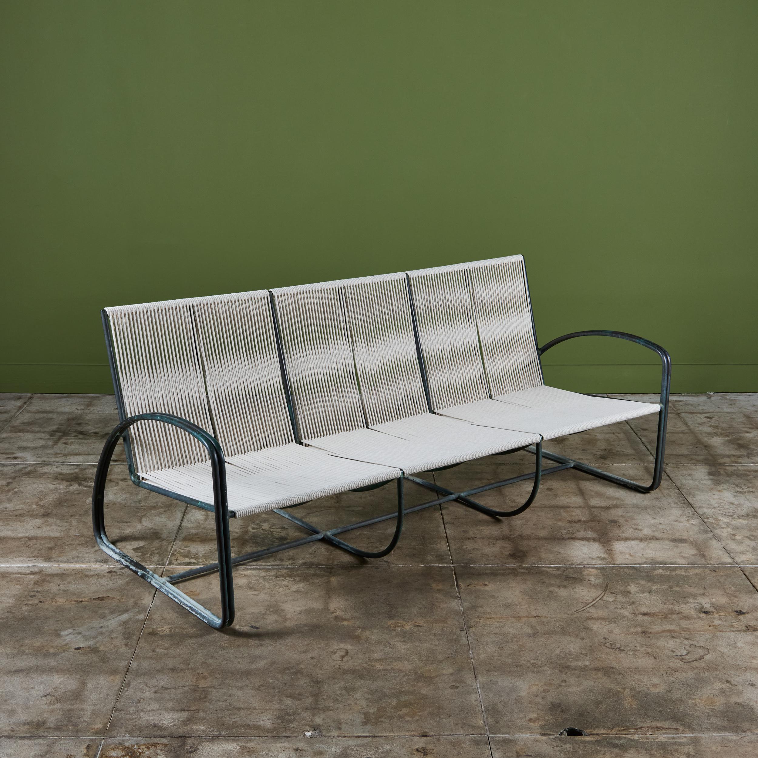 Mid-20th Century Walter Lamb for Brown Jordan Bronze Patio Three Seater Sofa For Sale