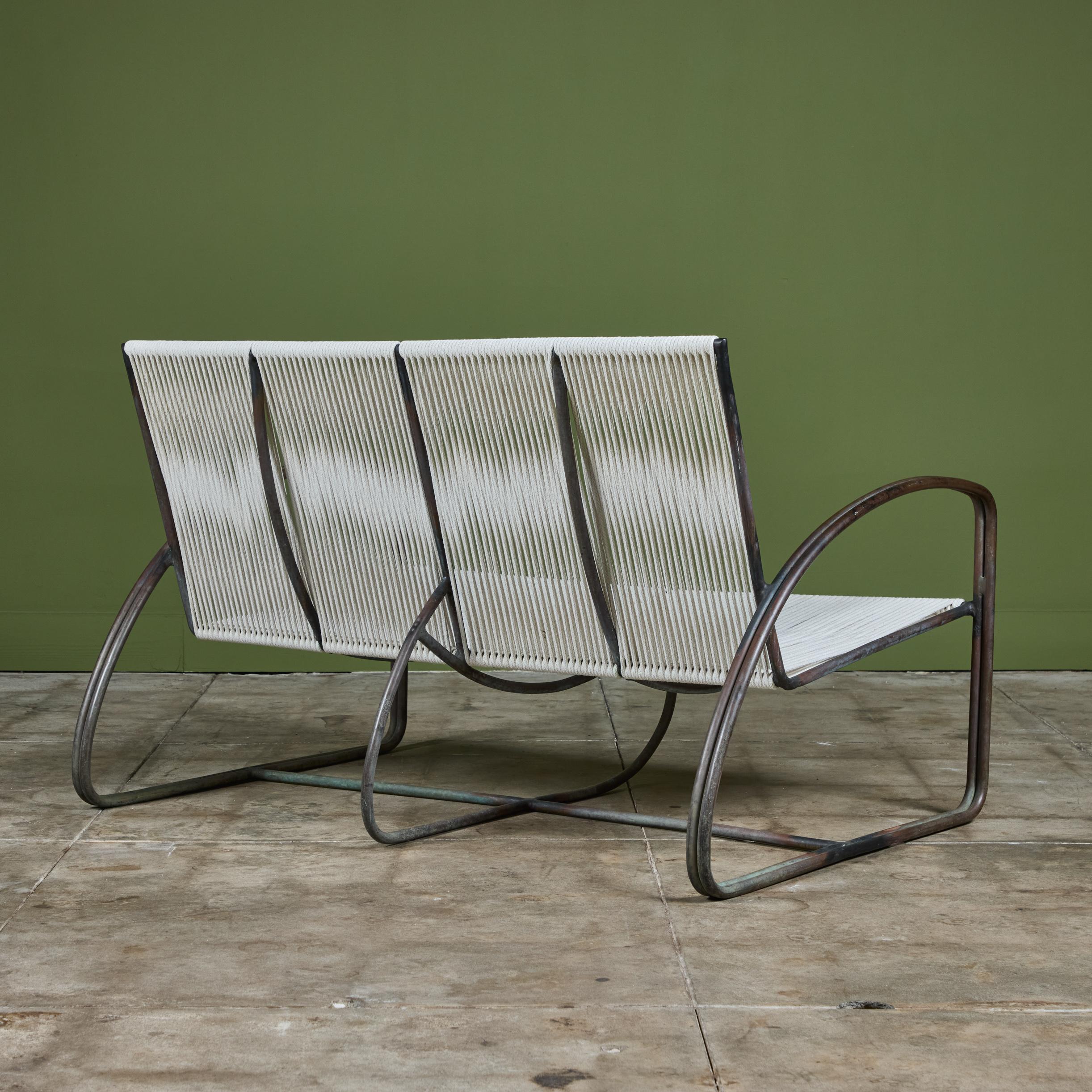 Walter Lamb für Brown Jordan Bronze-Terrassen-Sofa mit zwei Etagen (Mitte des 20. Jahrhunderts) im Angebot