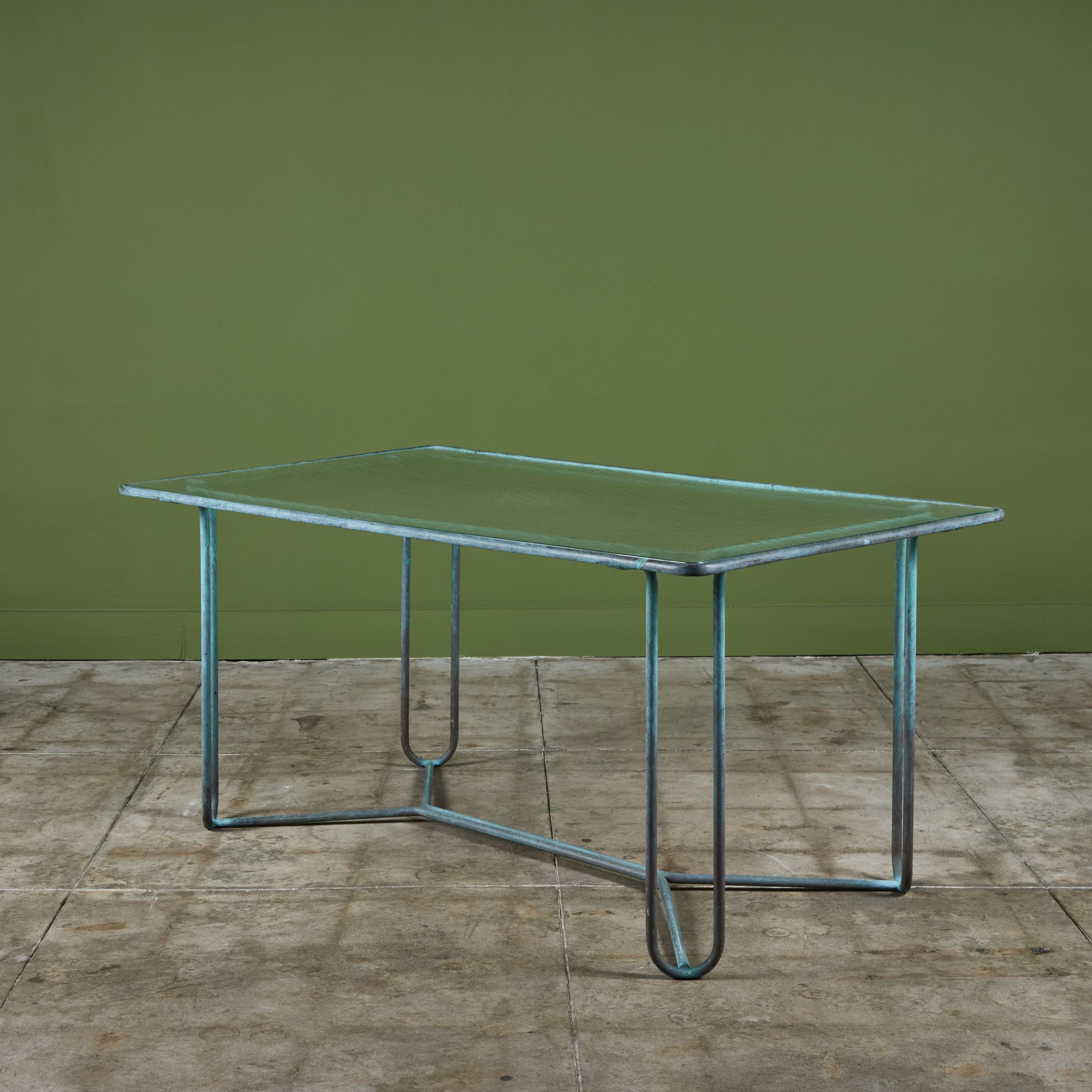 Table à manger de patio rectangulaire en bronze Walter Lamb pour Brown Jordan en vente 1