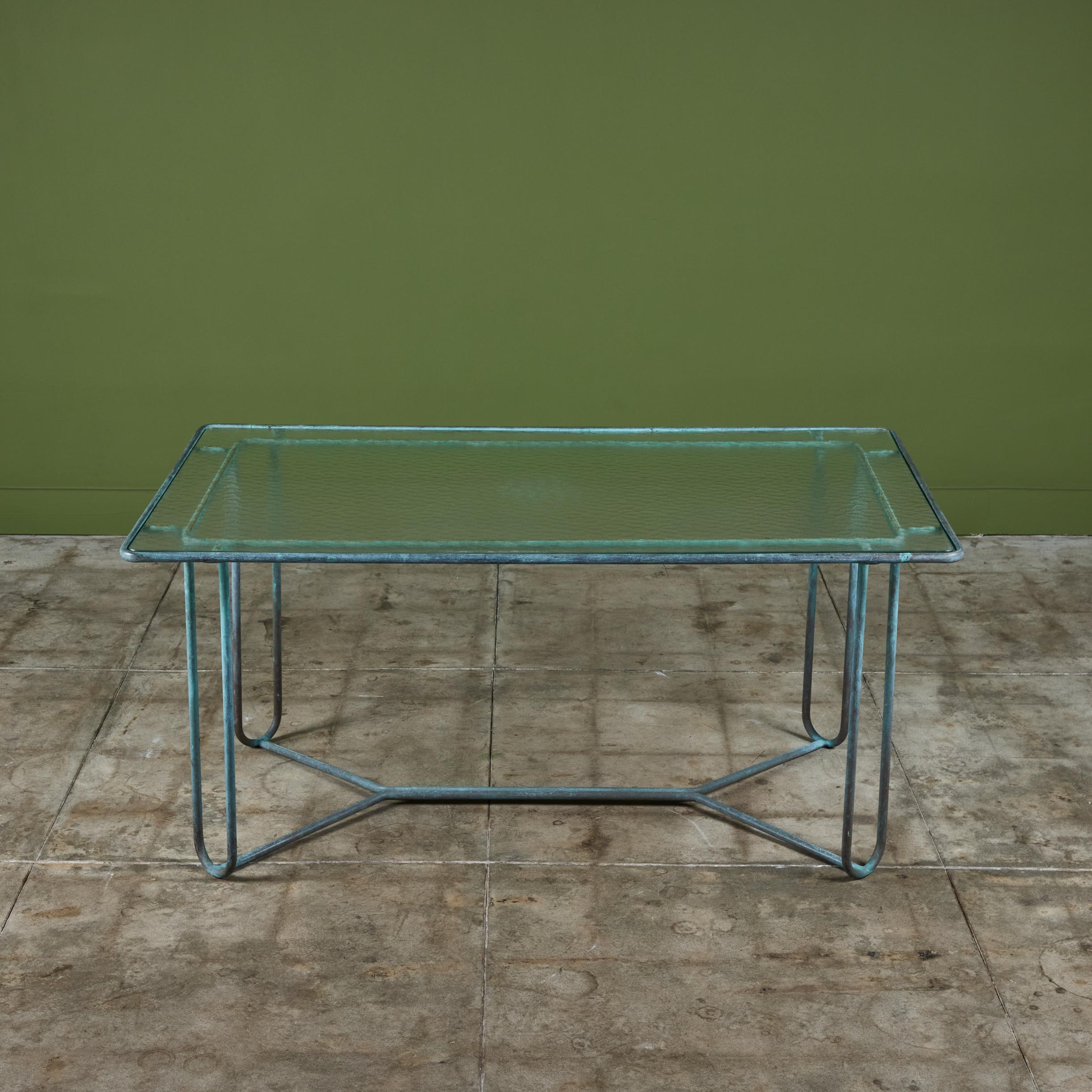 Table à manger de patio rectangulaire en bronze Walter Lamb pour Brown Jordan en vente 2