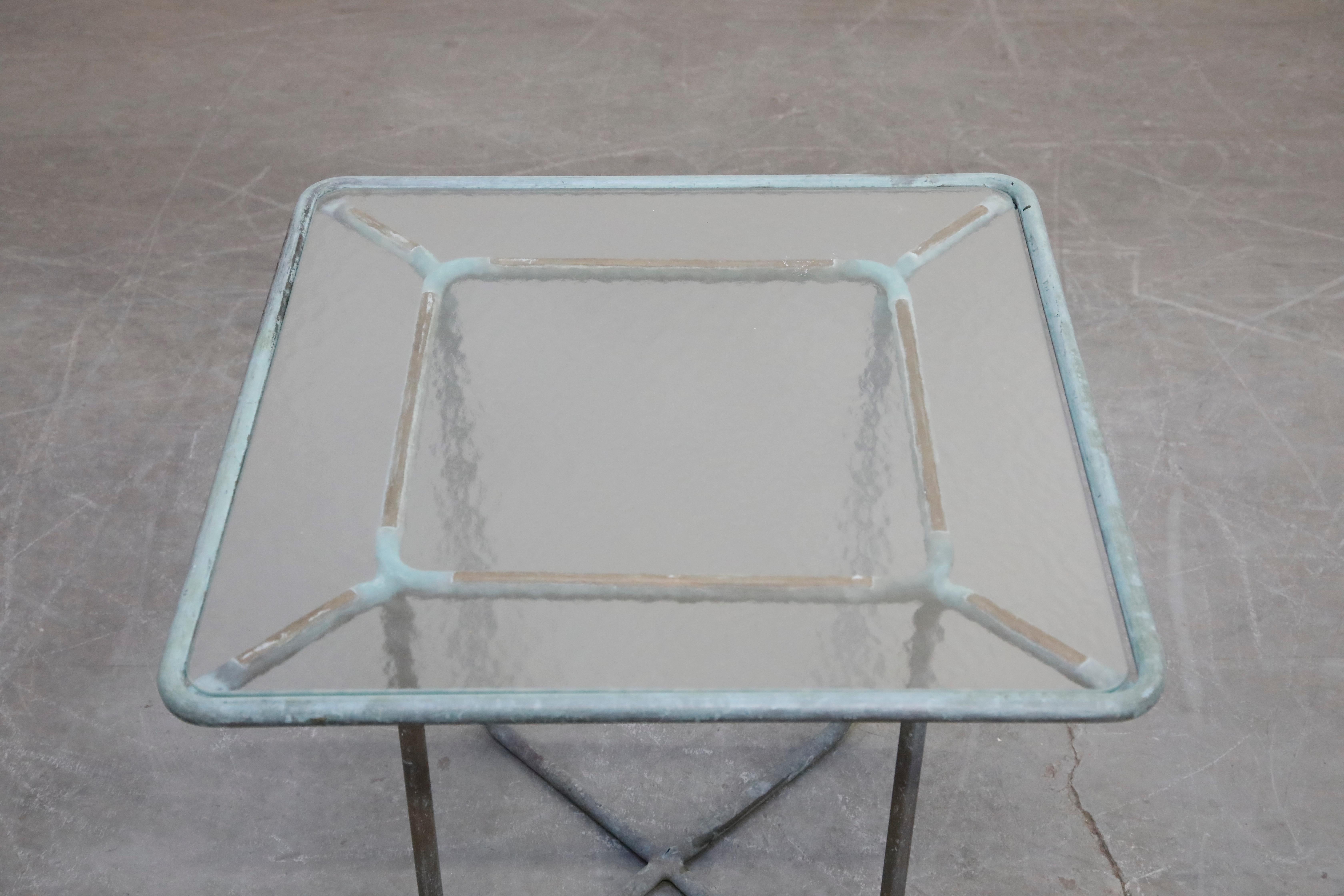 Glass Walter Lamb for Brown Jordan Bronze Square Side or Occasional Table, 1960s