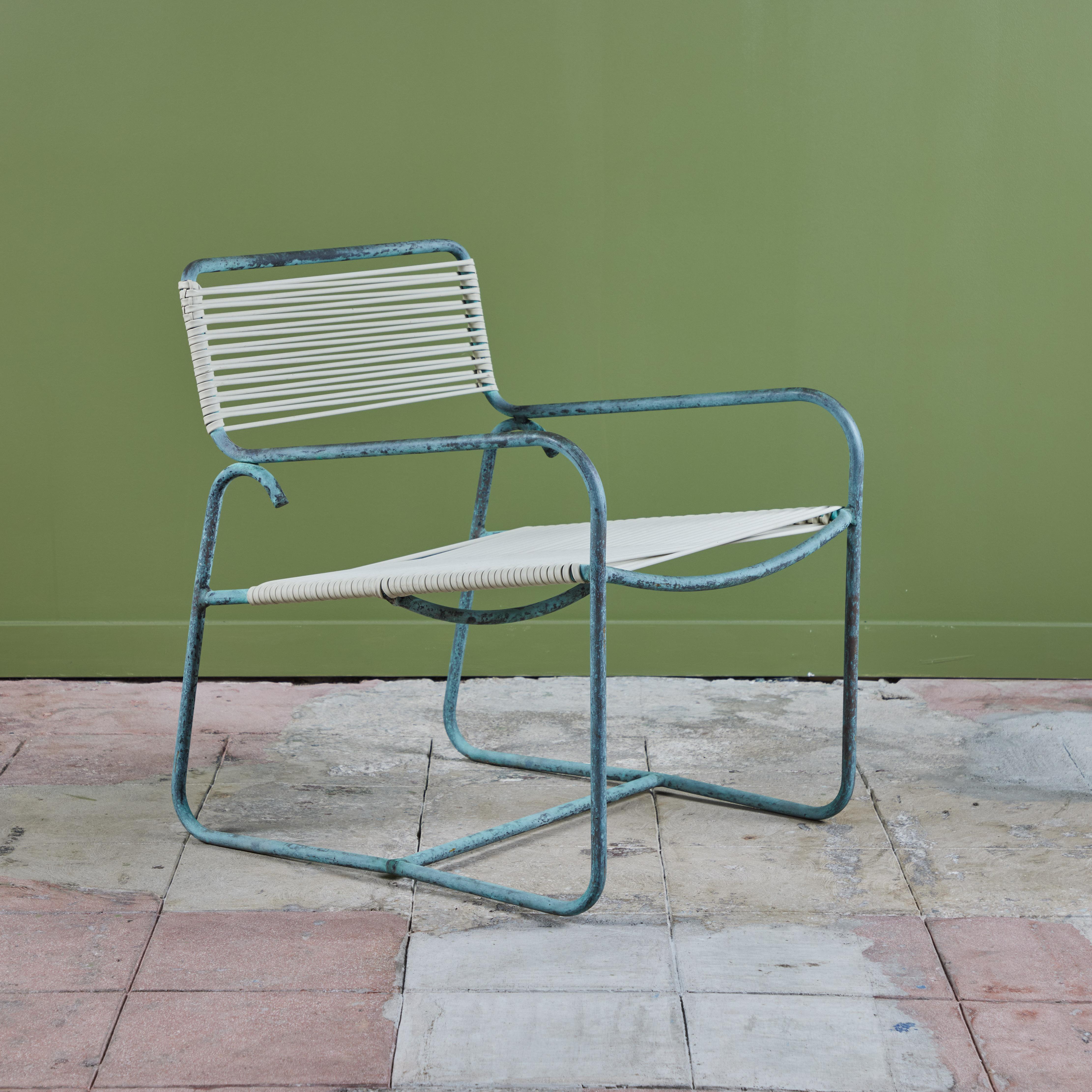 Mid-Century Modern Walter Lamb for Brown Jordan Bronze & Vinyl Patio Wide Lounge Chair For Sale