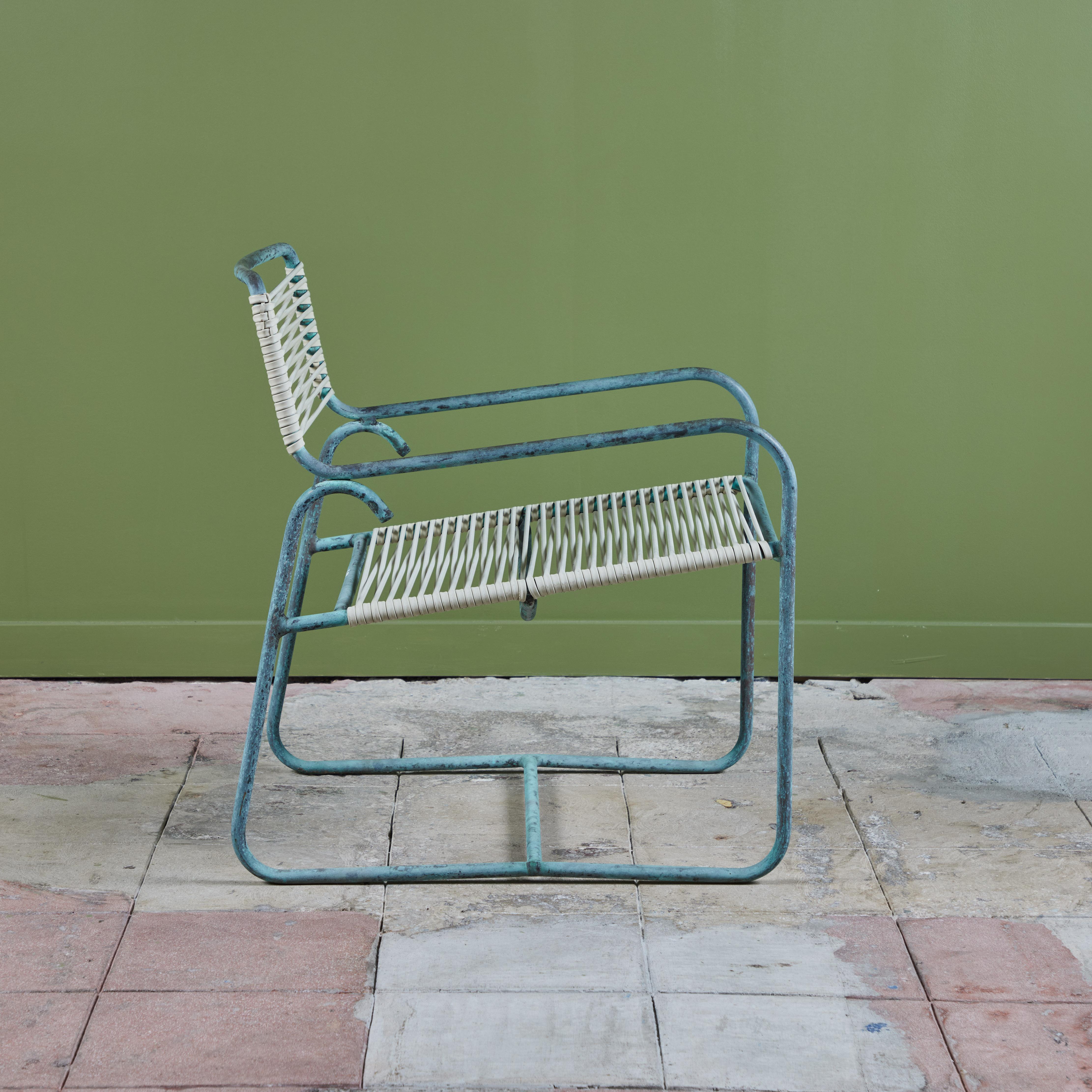 20th Century Walter Lamb for Brown Jordan Bronze & Vinyl Patio Wide Lounge Chair For Sale