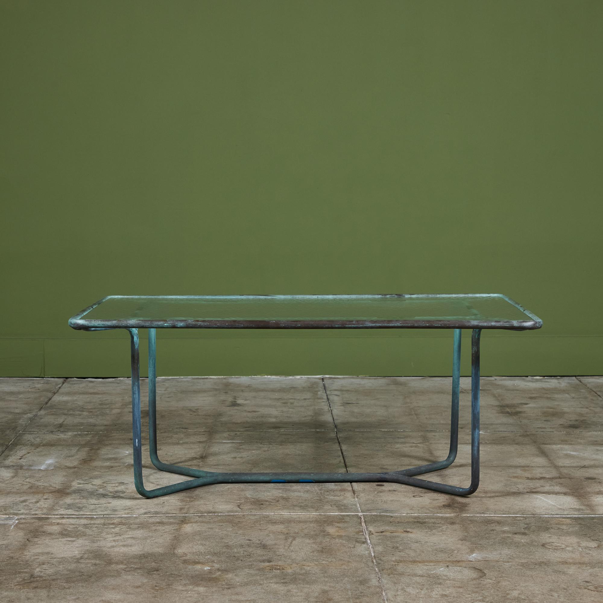 Mid-Century Modern Walter Lamb for Brown Jordan Rectangular Bronze Patio Coffee Table