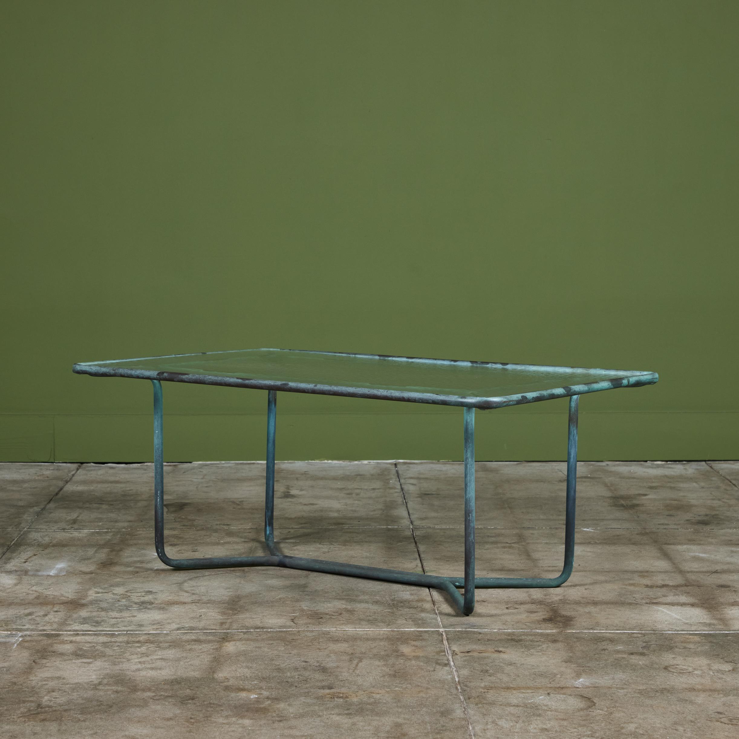 Mid-20th Century Walter Lamb for Brown Jordan Rectangular Bronze Patio Coffee Table