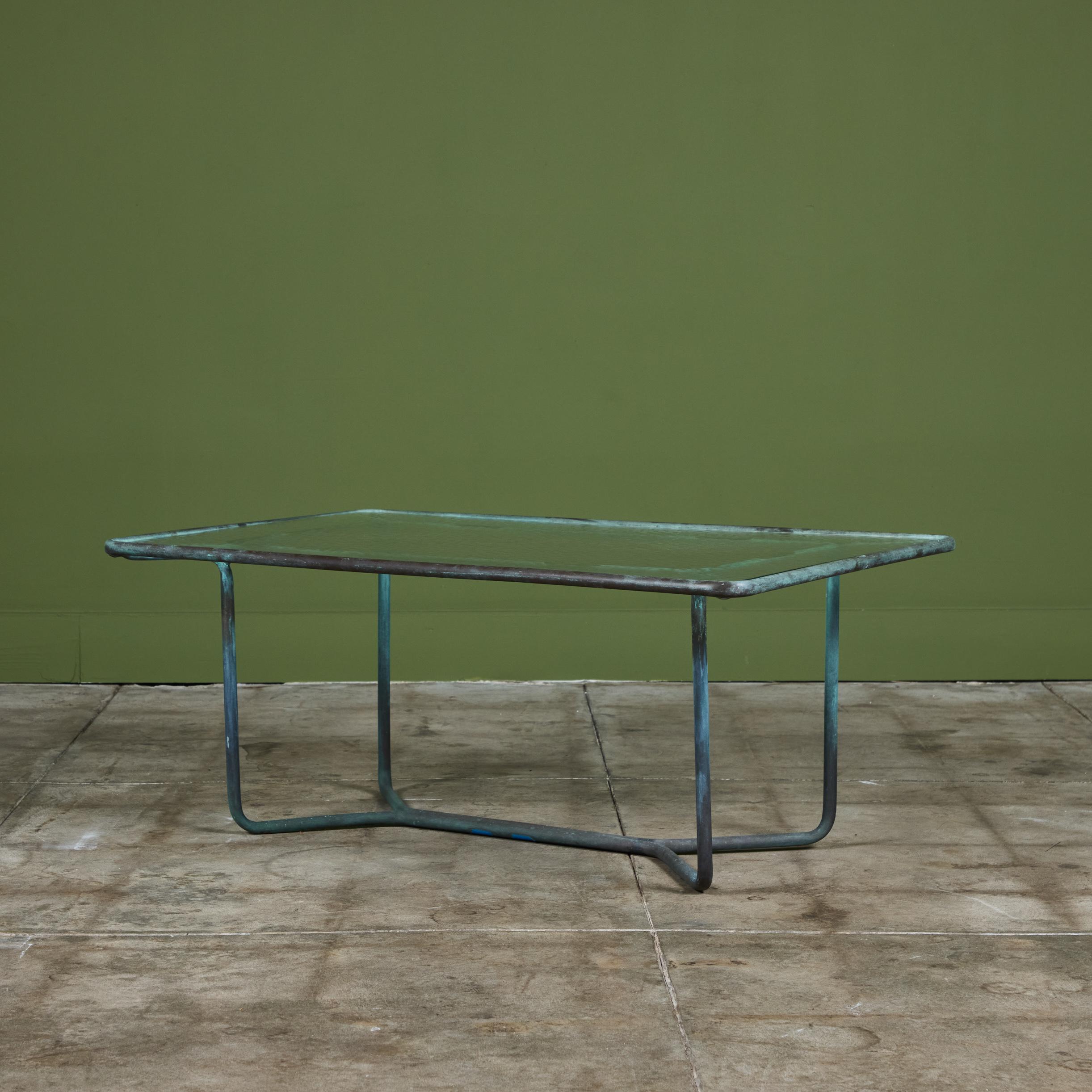 Walter Lamb for Brown Jordan Rectangular Bronze Patio Coffee Table 3