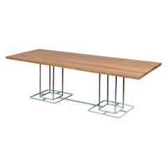 Walter Lamb for Brown Jordan Tavolo da pranzo rettangolare da patio in bronzo con piano in Wood