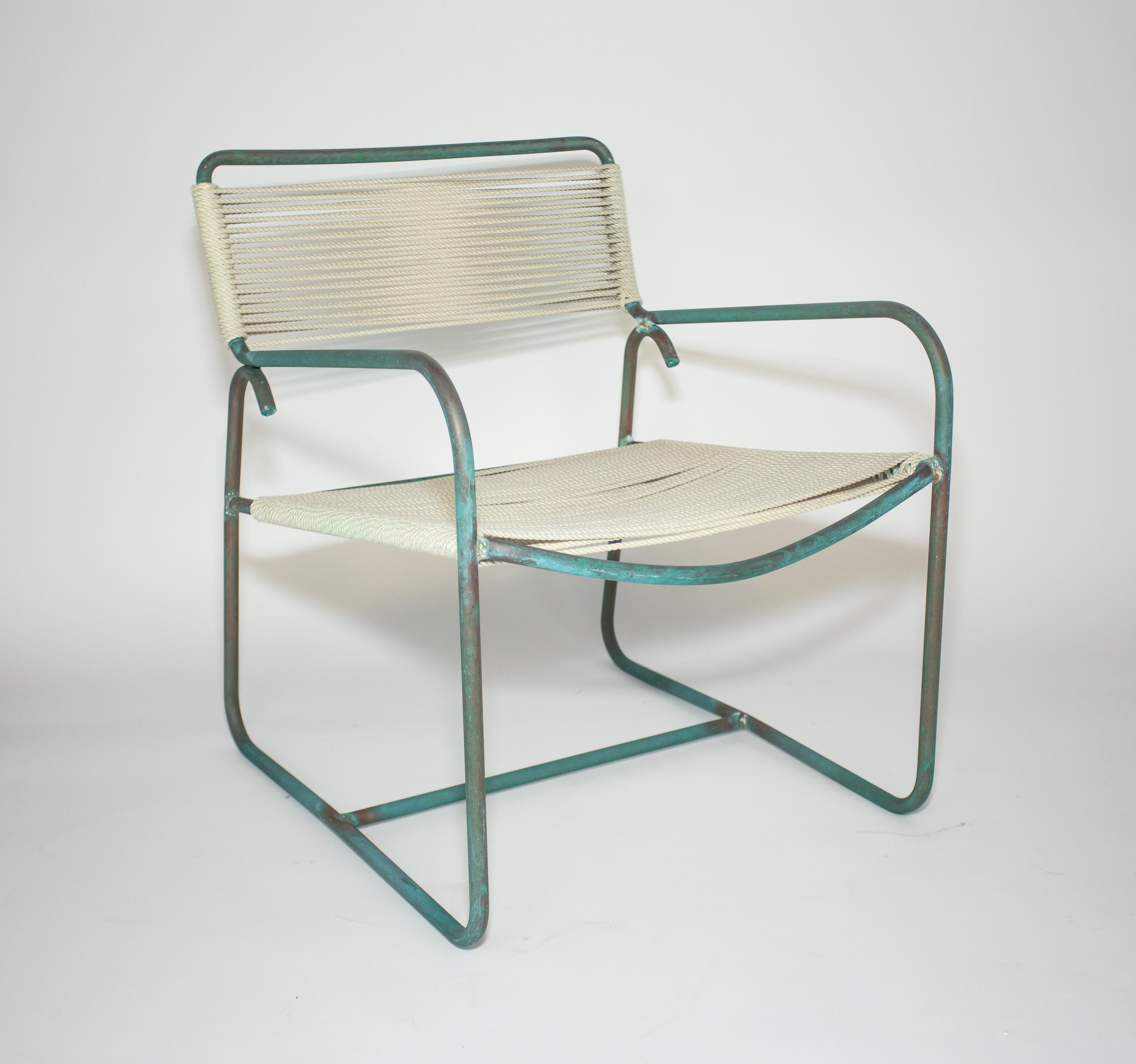 Walter Lamb Bronze and Rope Lounge Chair
Manufactured by Brown Jordan
Beautiful natural patina