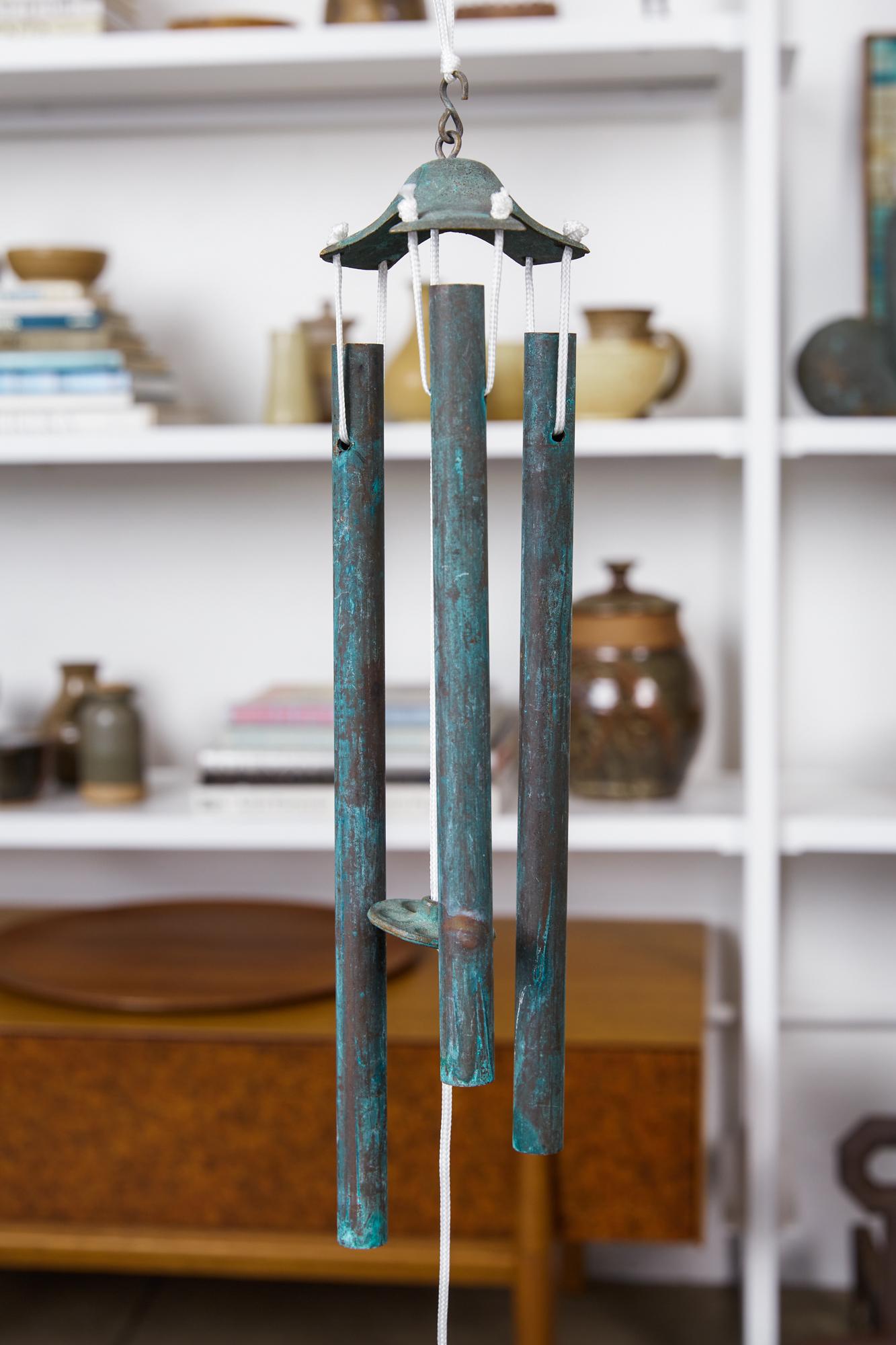 Walter Lamb Style Patinated Bronze Wind Chimes In Excellent Condition In Los Angeles, CA
