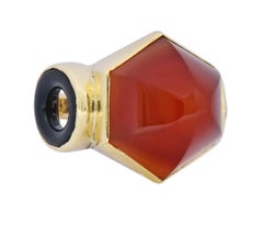 Walter Lampl Art Deco Karneol Onyx 14 Karat Gold Cocktail Ring:: ca. 1930er Jahre