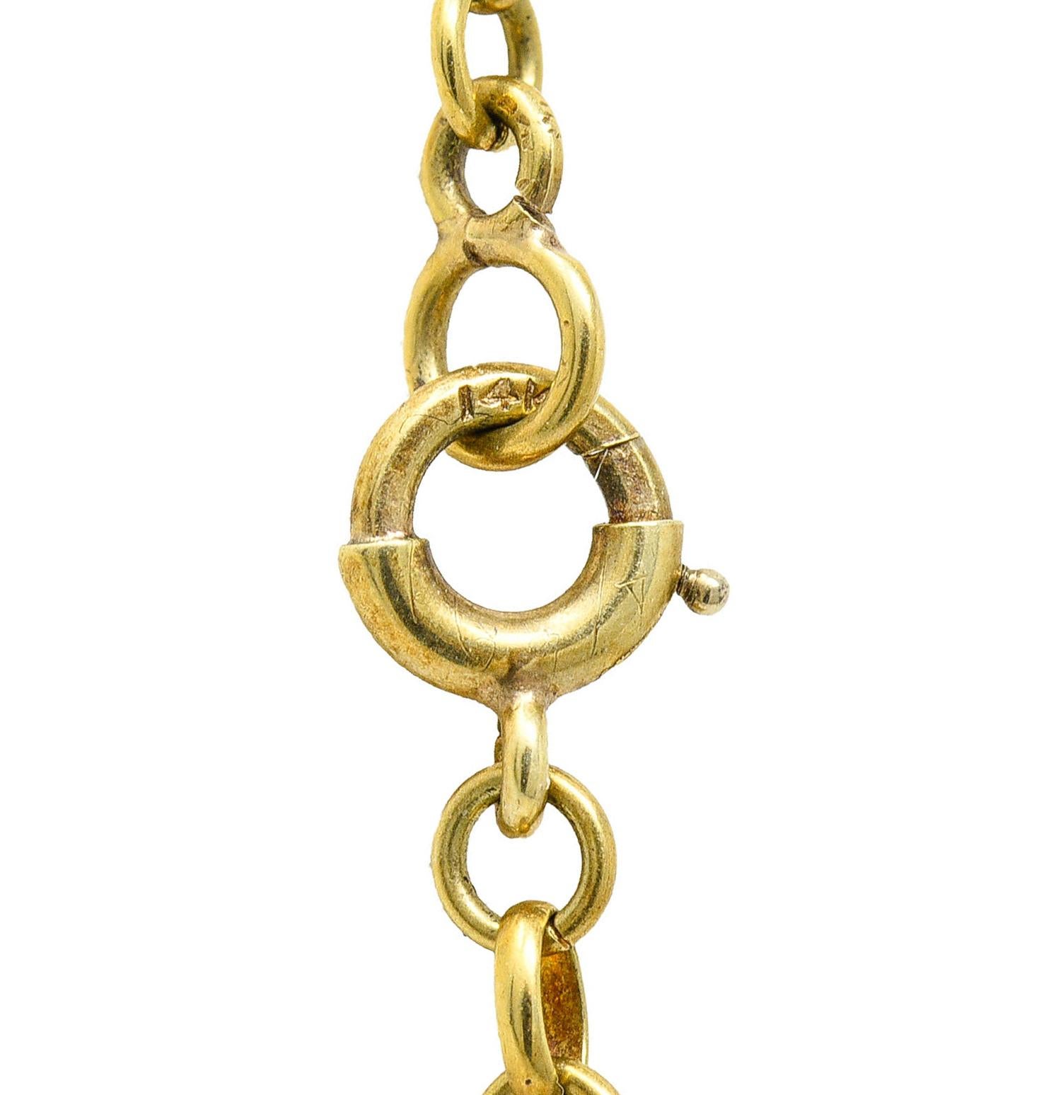 Walter Lampl Art Nouveau Carved Carnelian 14 Karat Gold Drop Necklace 1