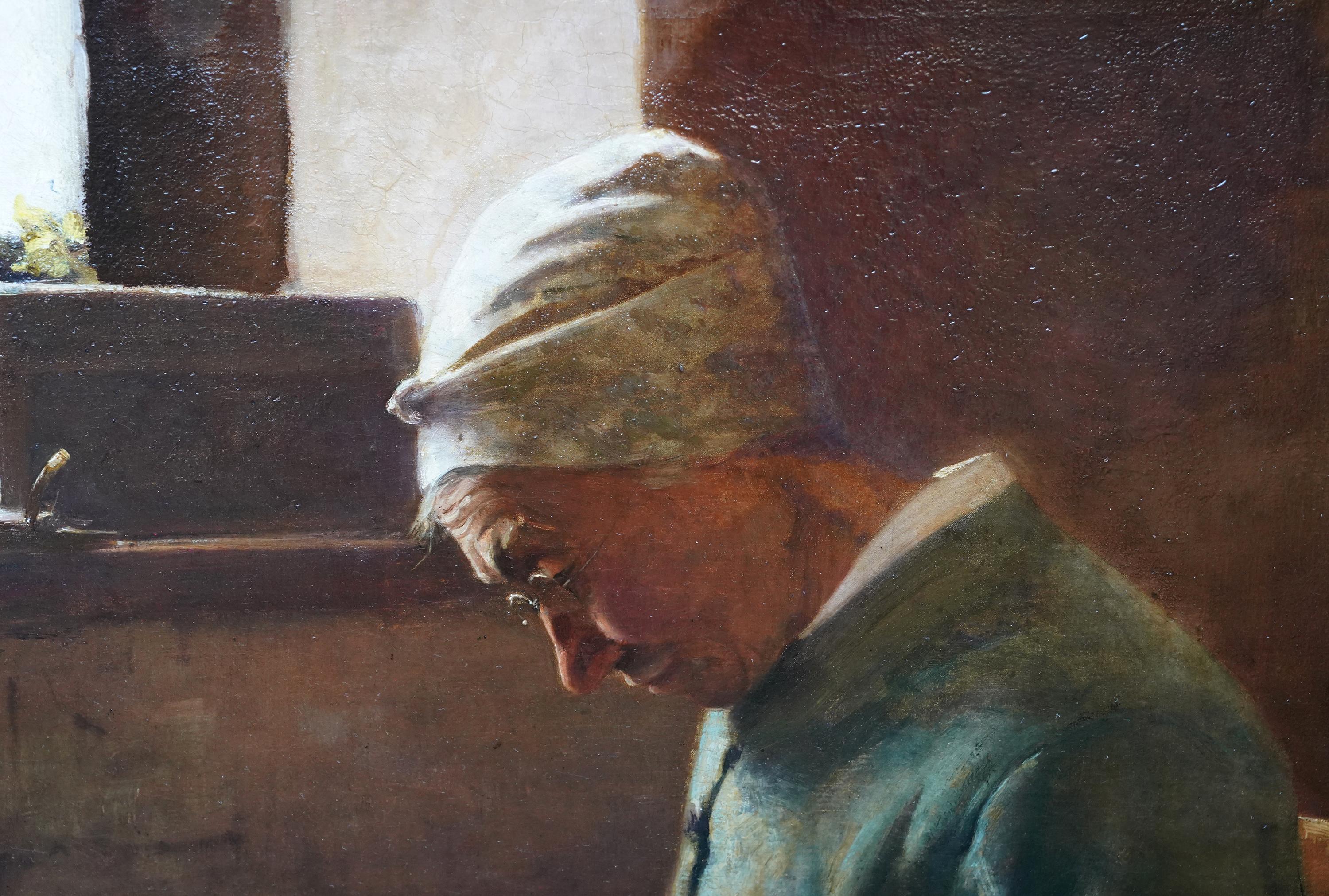lady sewing painting