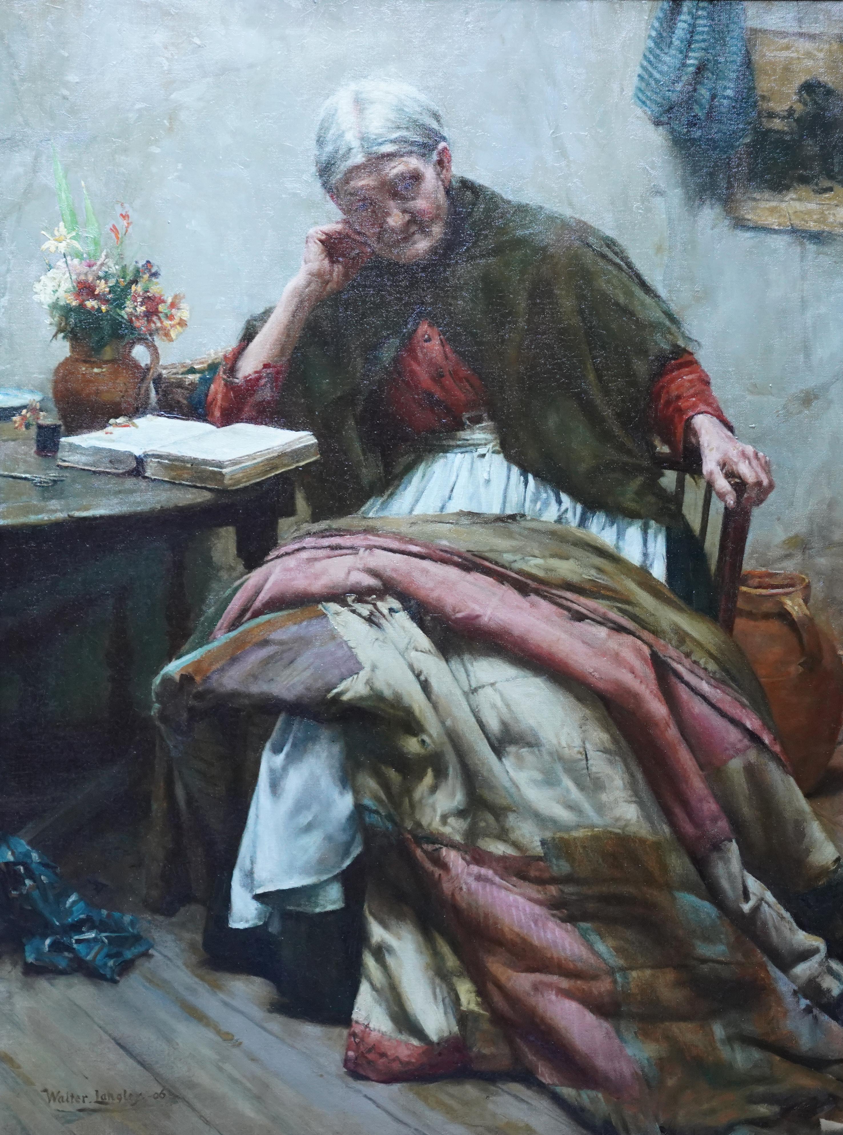 The Evening of Life – Interieurporträt – Britisches Newlyn Sch-Ölgemälde, 1906  – Painting von Walter Langley