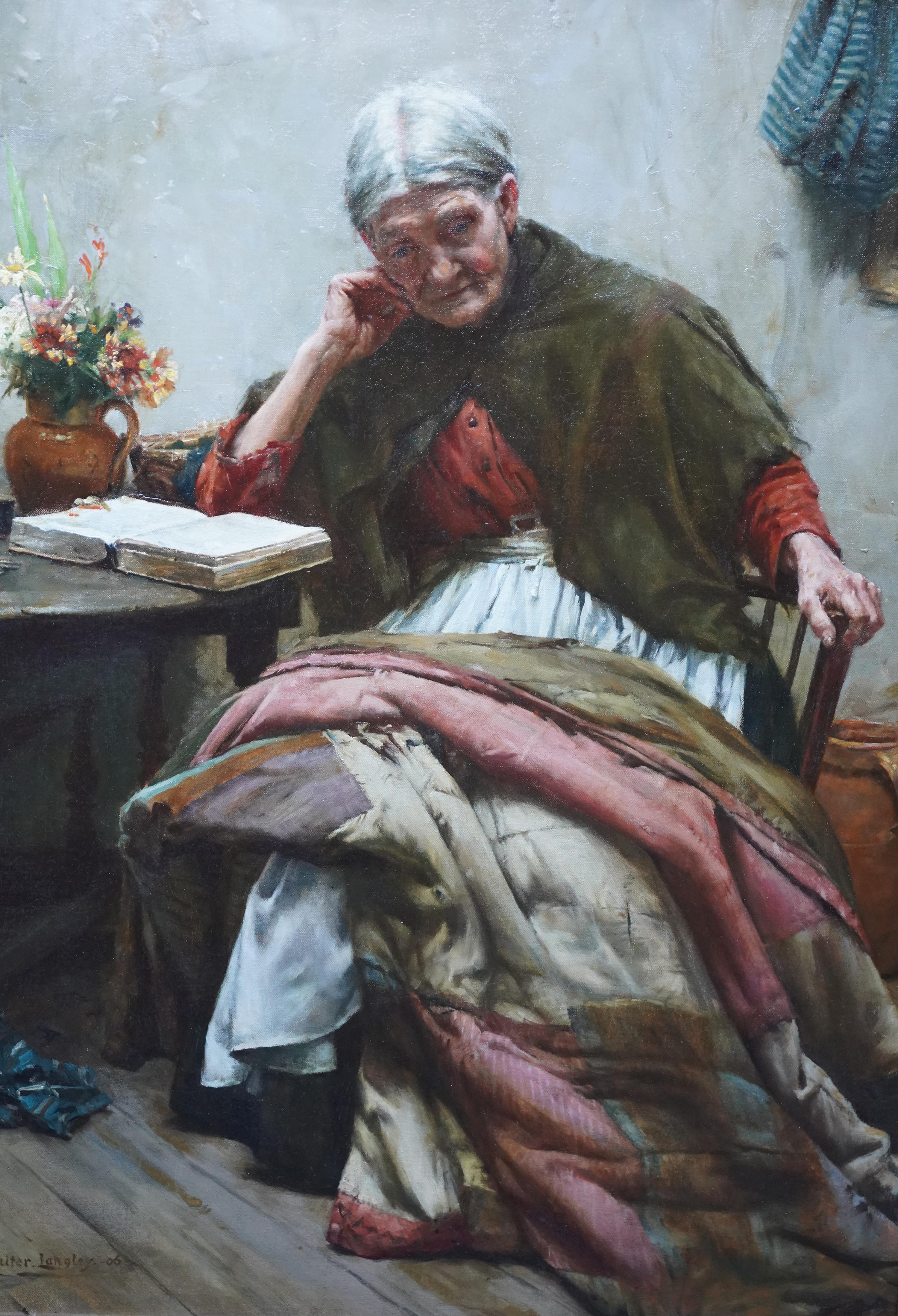 The Evening of Life – Interieurporträt – Britisches Newlyn Sch-Ölgemälde, 1906  (Realismus), Painting, von Walter Langley