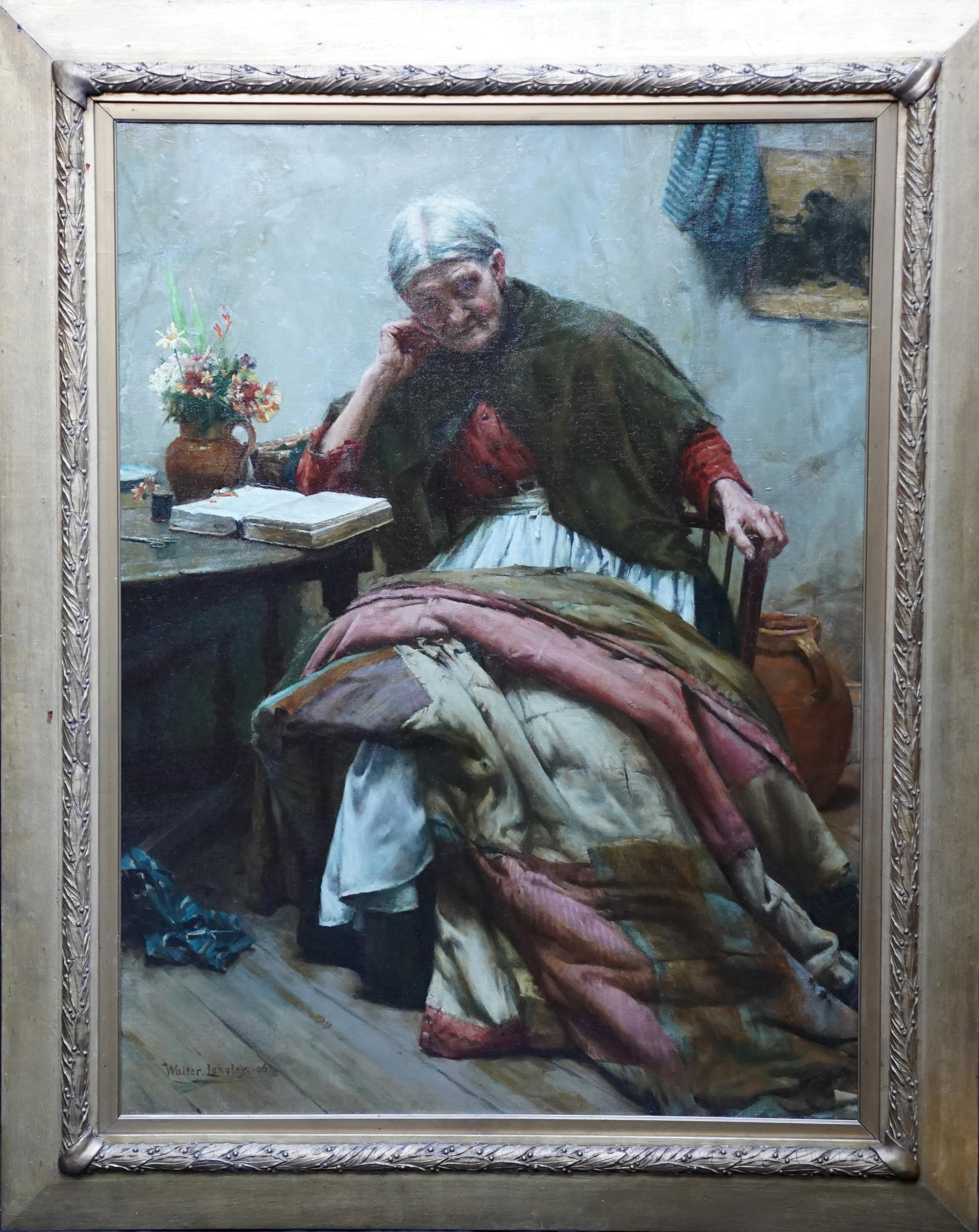 Walter Langley Portrait Painting – The Evening of Life – Interieurporträt – Britisches Newlyn Sch-Ölgemälde, 1906 