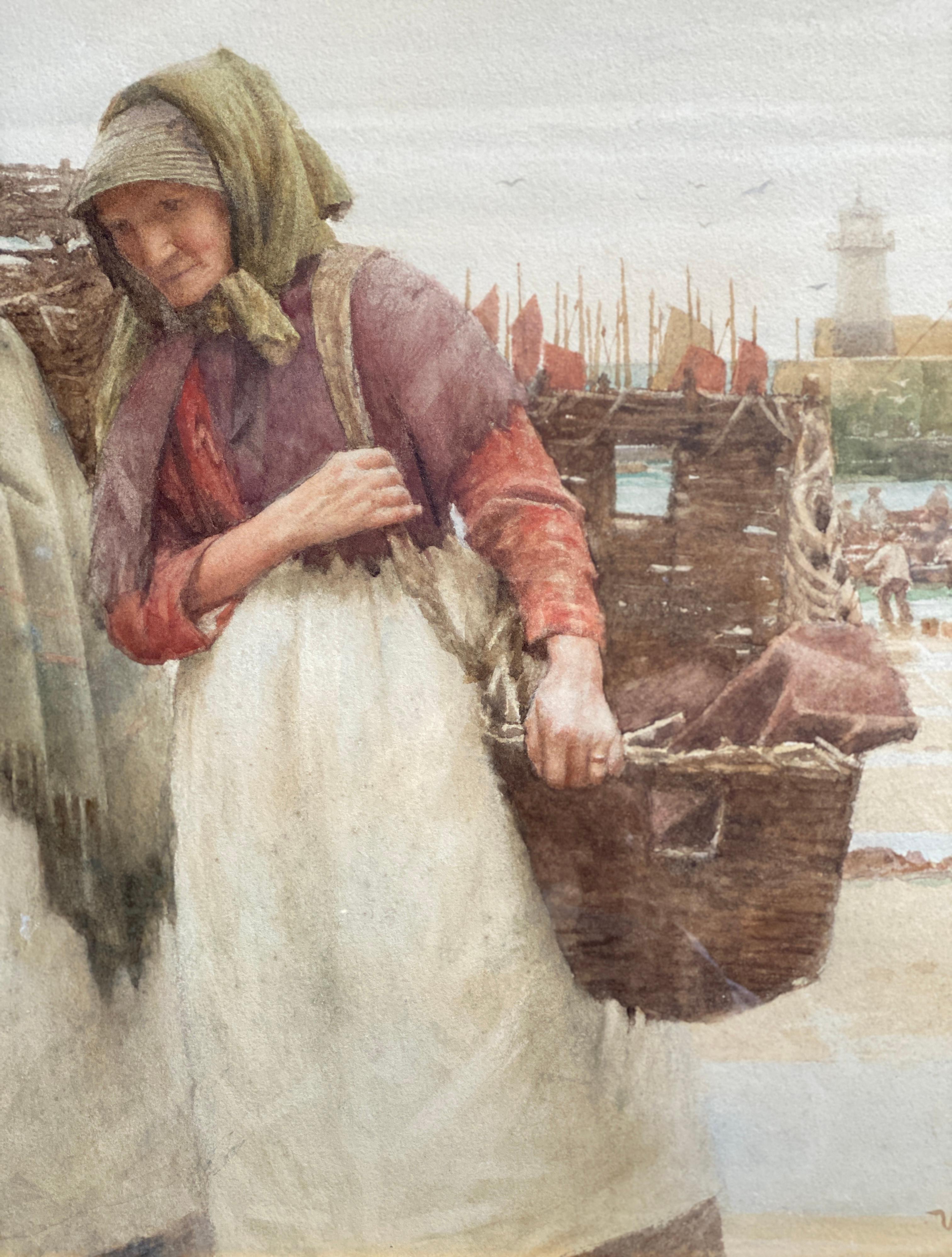 Two Fisherwoman Carrying a Basket, Walter Langley, 1852 – 1922, English Painter 3