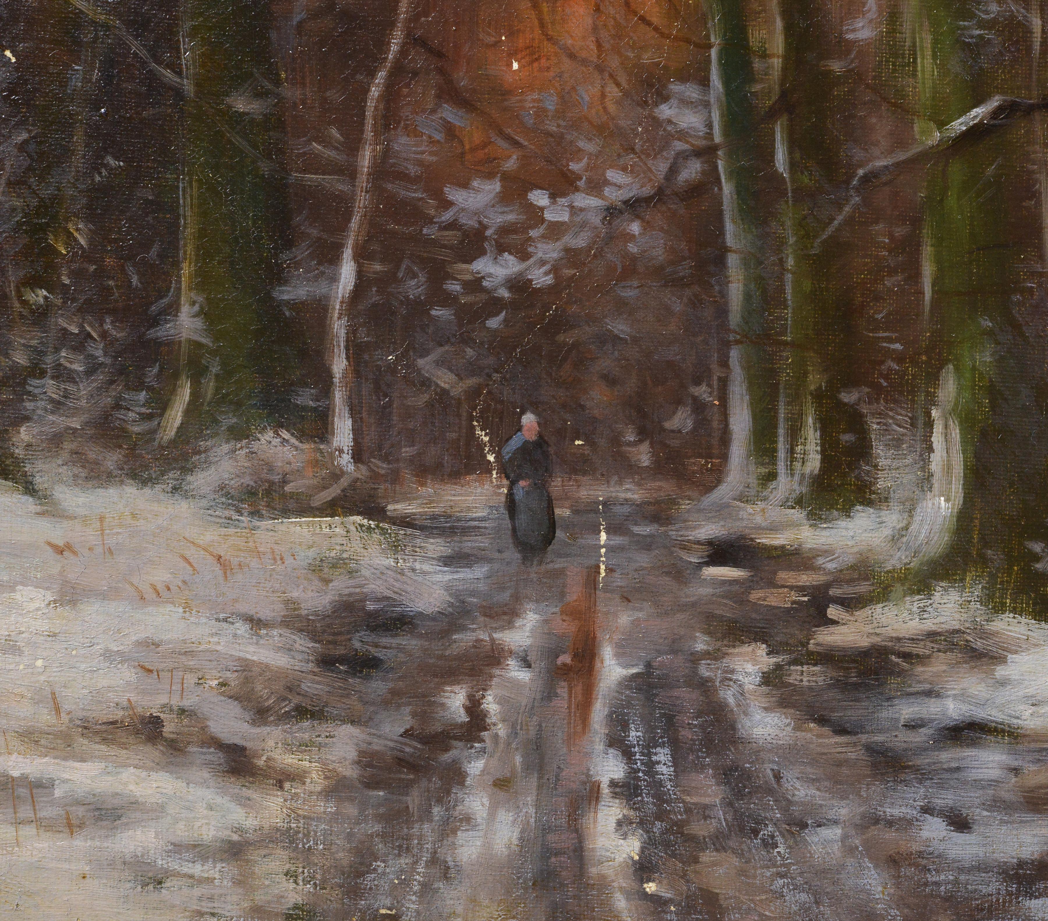 Antico dipinto ad olio di paesaggio invernale impressionista americano firmato e incorniciato - Painting Impressionismo americano di Walter Launt Palmer