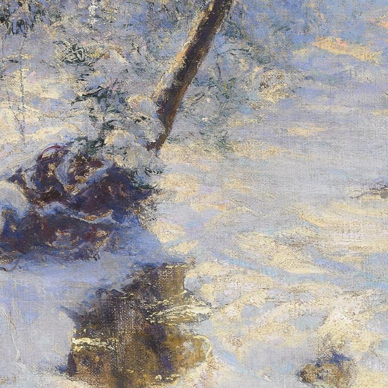 A Winter Light - Gris Landscape Painting par Walter Launt Palmer