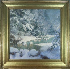 Winter Scene Oil Painting, American Impressionist, Early 20th Century