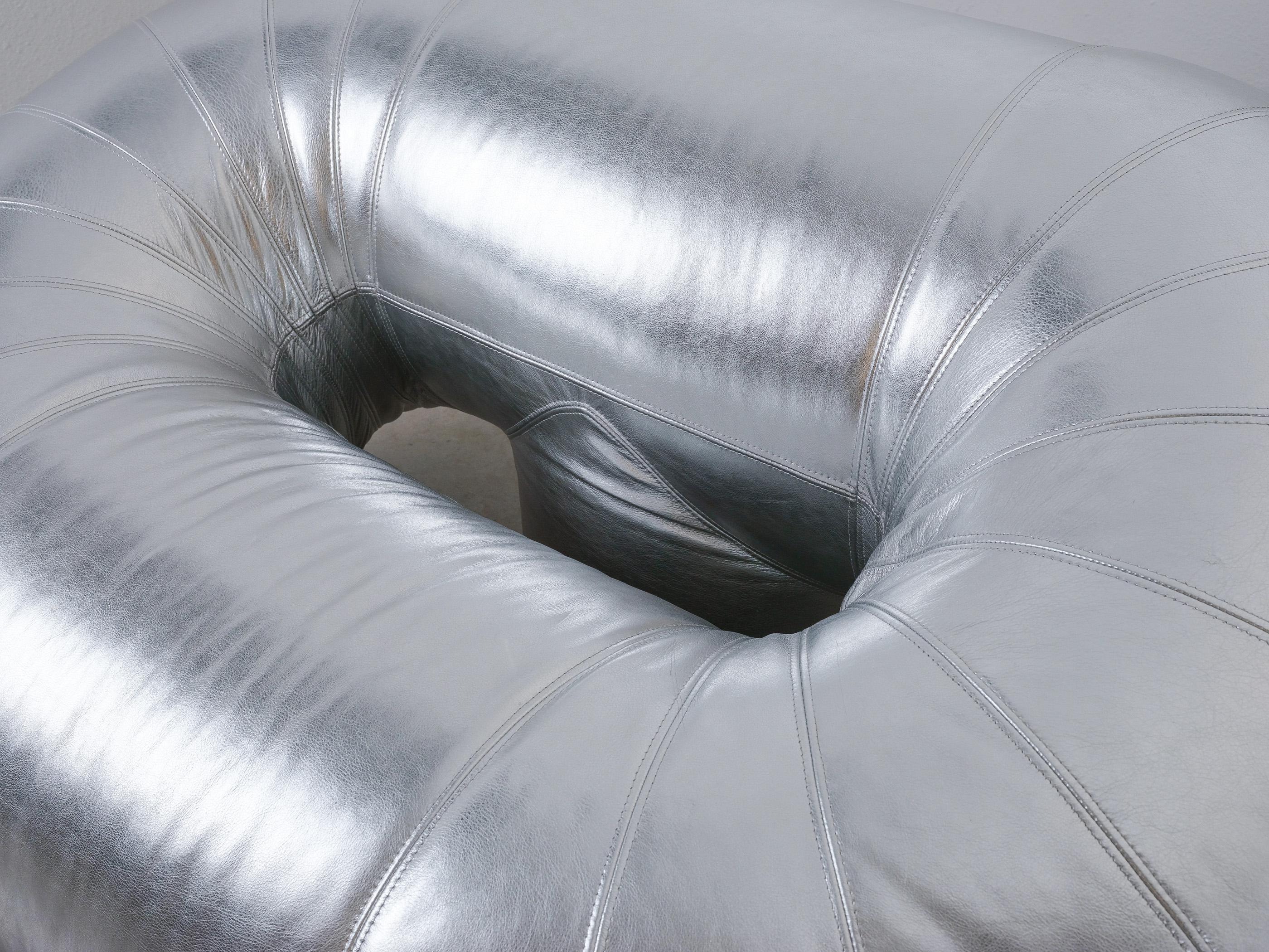 Walter Leeman Zeppelin Armchairs for Velda Silver Leather, 1970 For Sale 4
