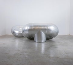 Walter Leeman Poltrone Zeppelin per Velda Silver Leather, 1970