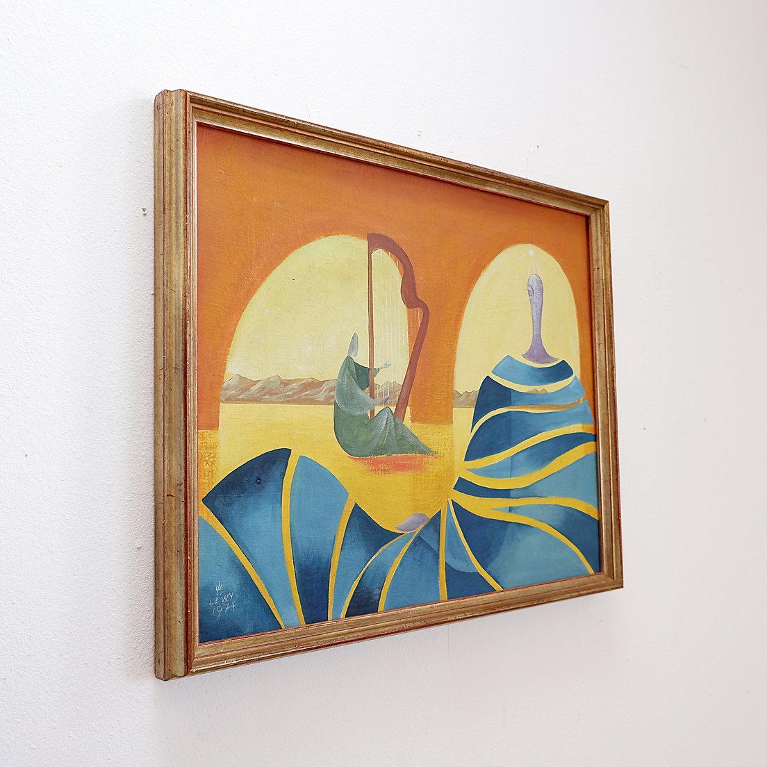 Walter Lewy 1905-1995 Surrealist scene - signed and dated 1974. im Angebot 5