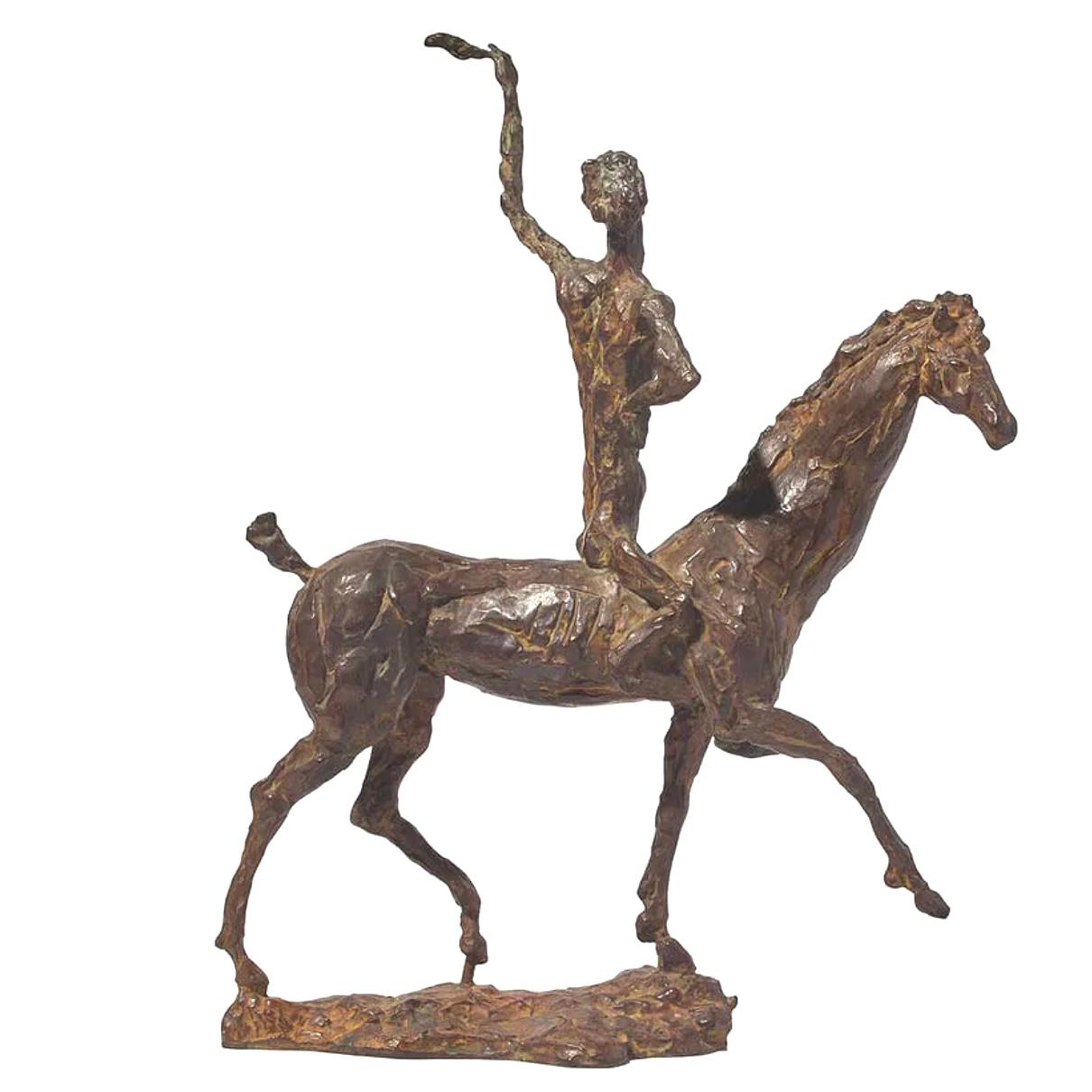 Mid-Century moderno Walter Linck (Svizzera, 1903-1975) Bronzo Don Chisciotte 1944 in vendita