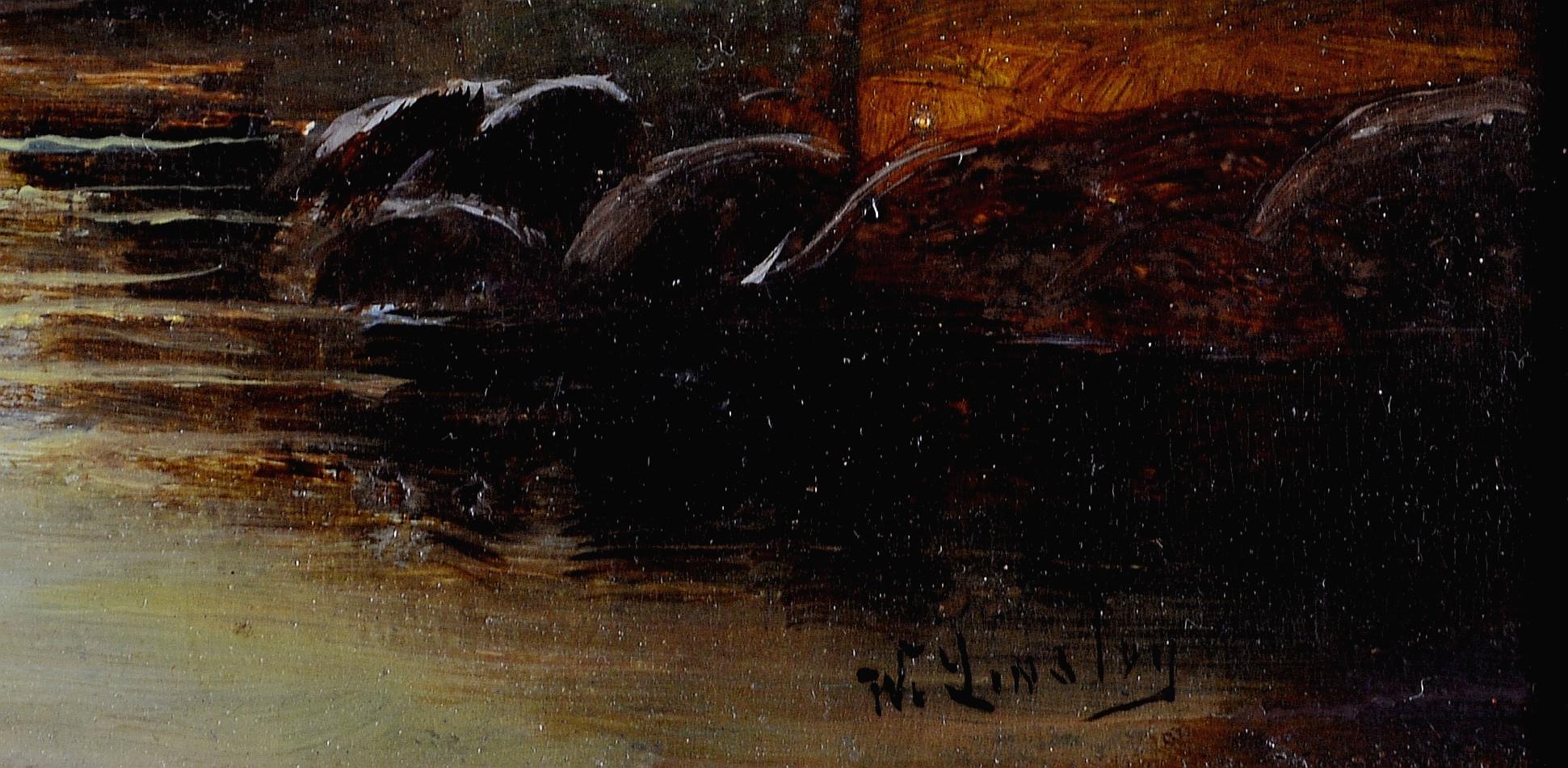 River Sunrise - Peinture ancienne à l'huile sur panneau, paysage anglais du 19e siècle en vente 3